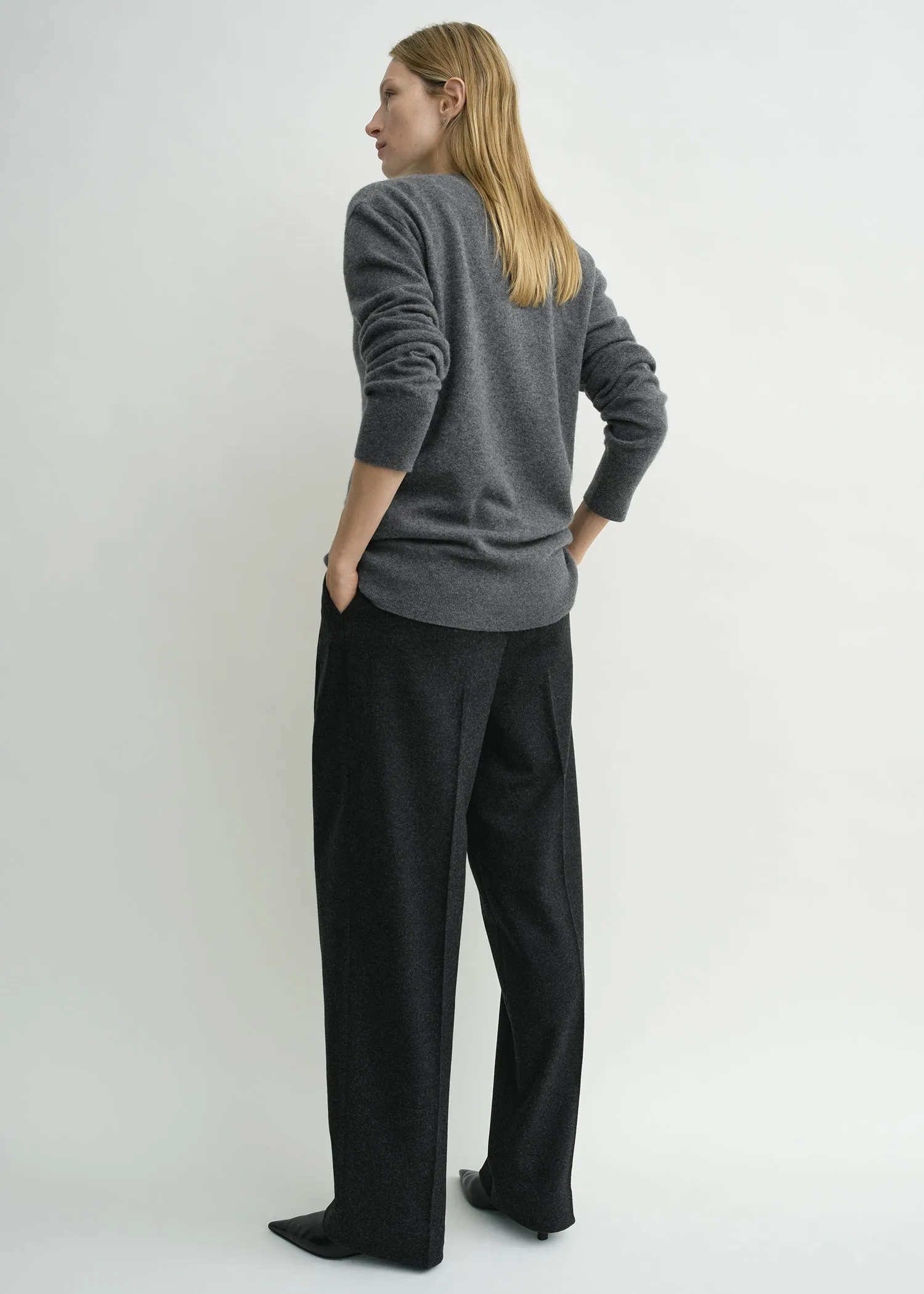Cashmere v-neck knit charcoal sold by Toteme product image thumbnail 3