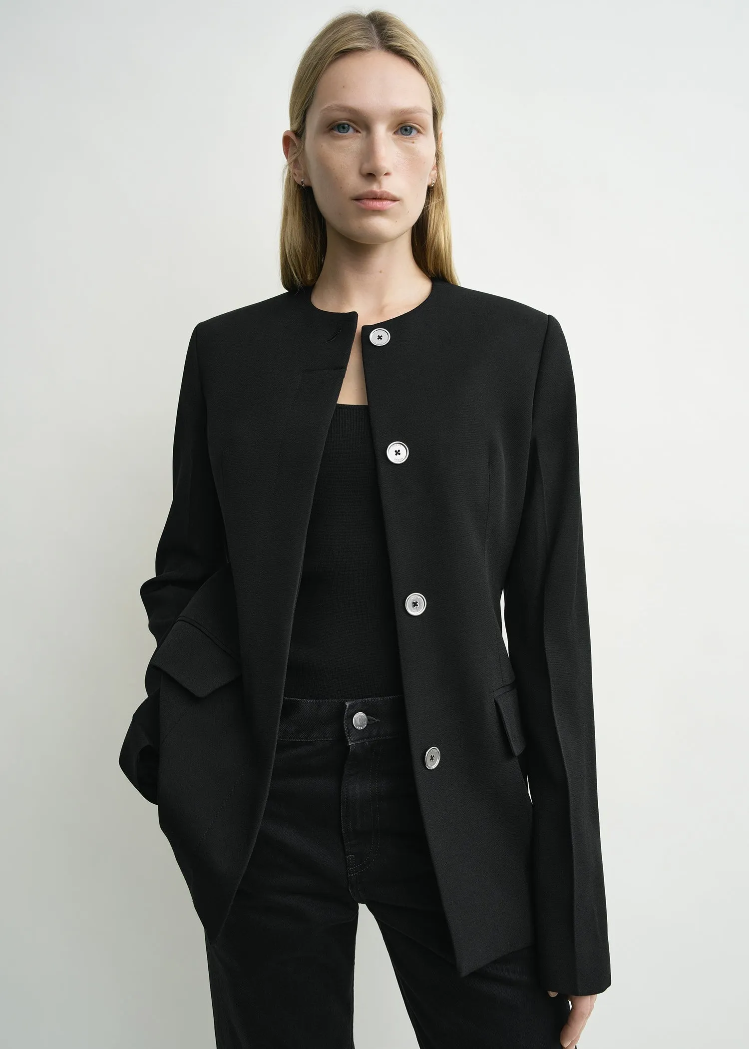 Collarless evening jacket black sold by Toteme product image thumbnail 4