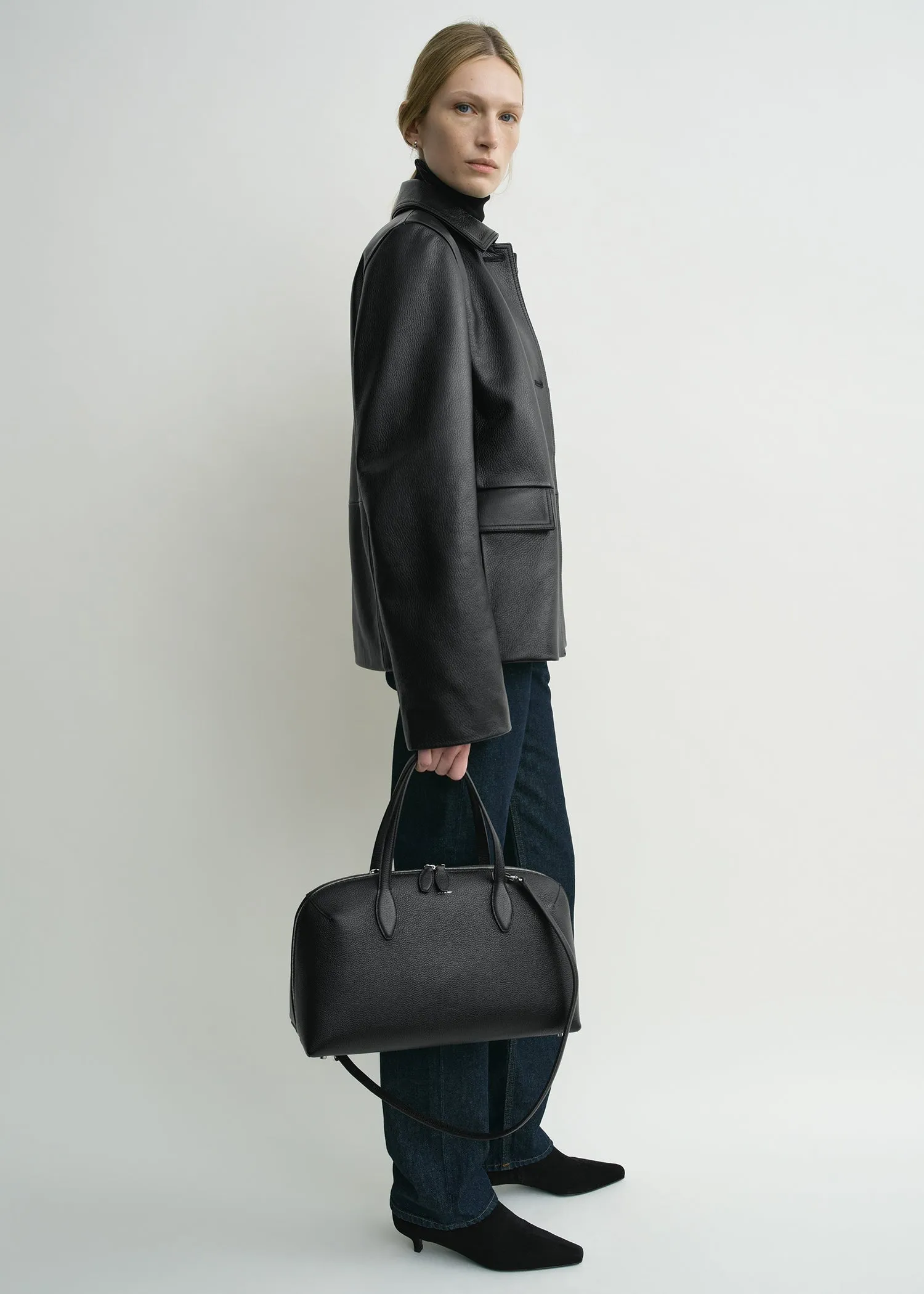 Grained leather jacket black sold by Toteme