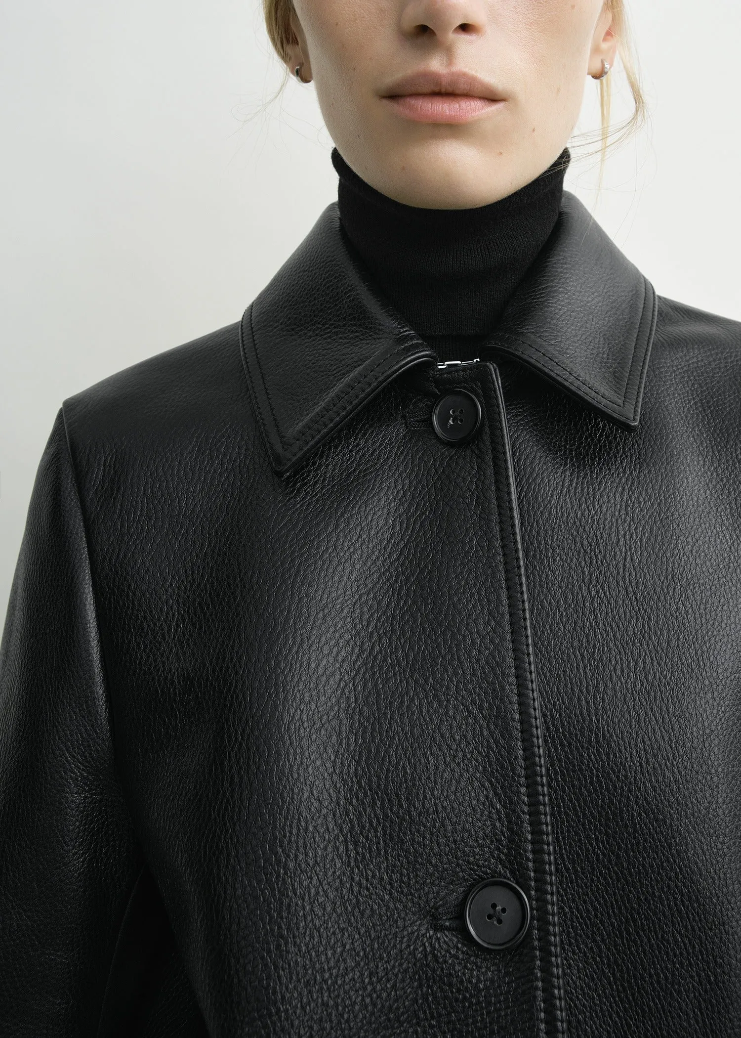 Grained leather jacket black sold by Toteme product image thumbnail 5