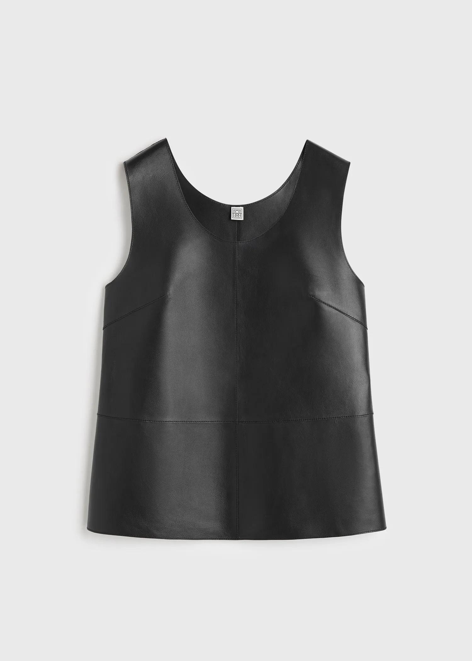 Scoop-neck leather top black sold by Toteme product image thumbnail 5