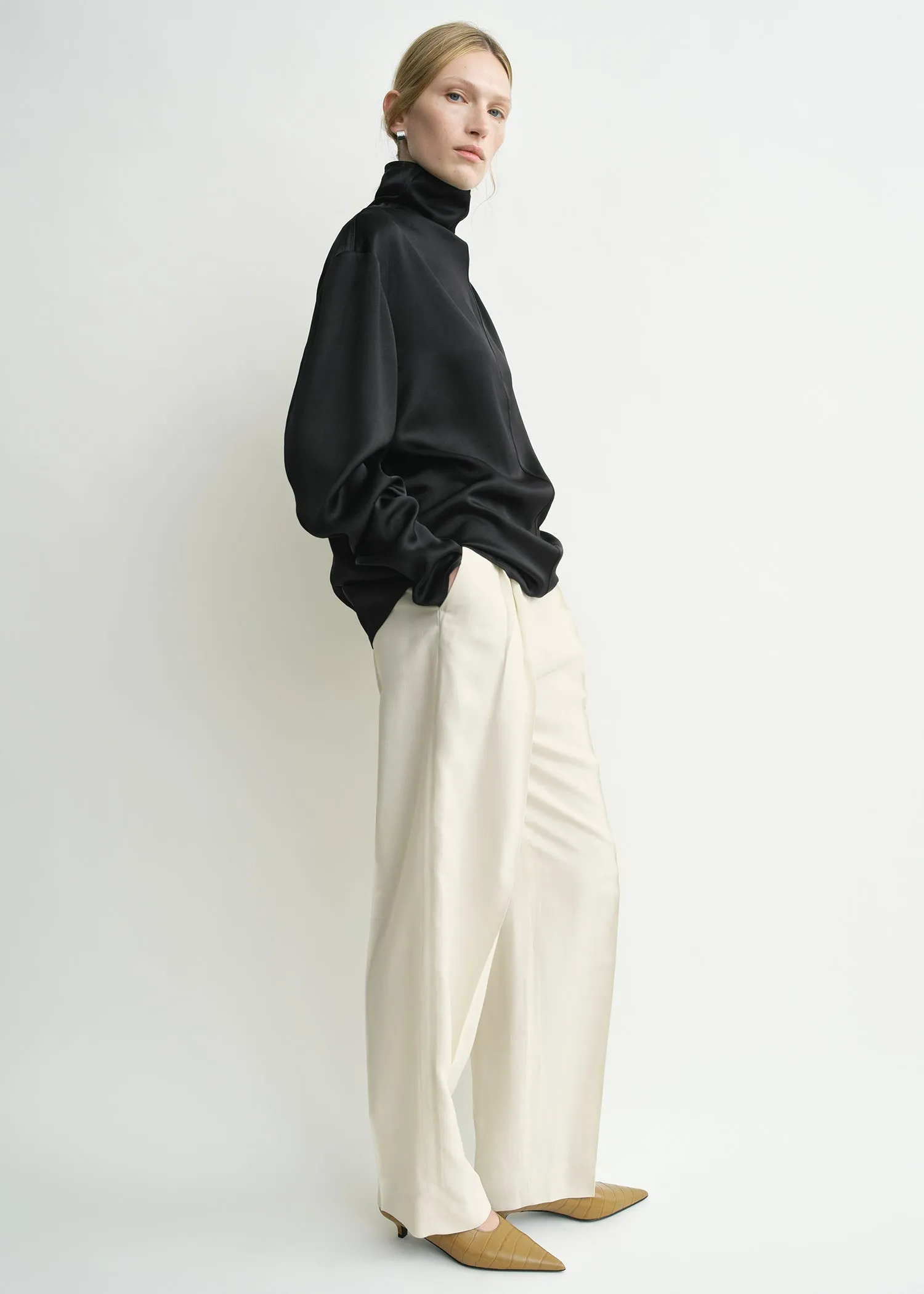 Slouch-neck blouse black sold by Toteme product image thumbnail 2