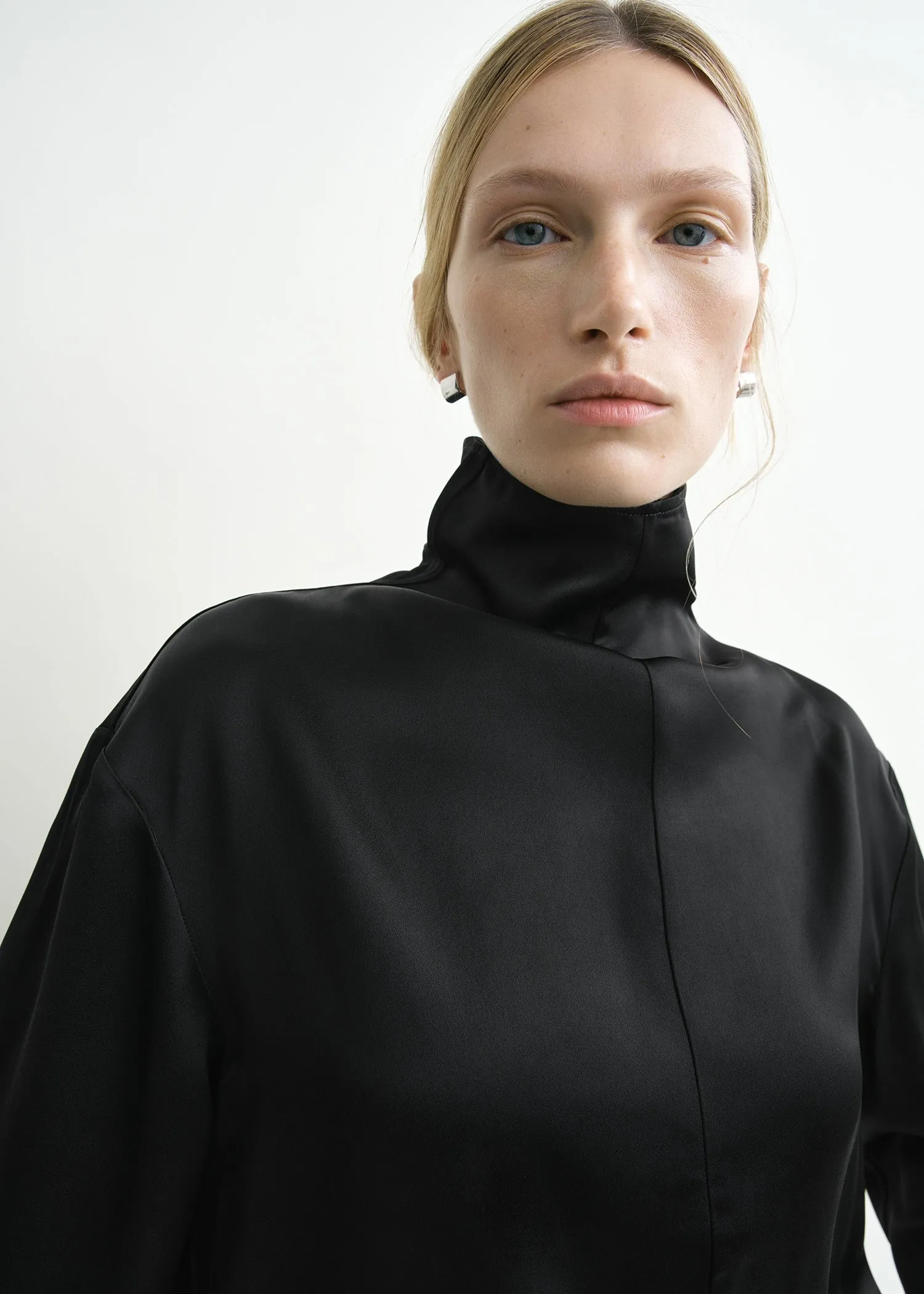 Slouch-neck blouse black sold by Toteme product image thumbnail 4