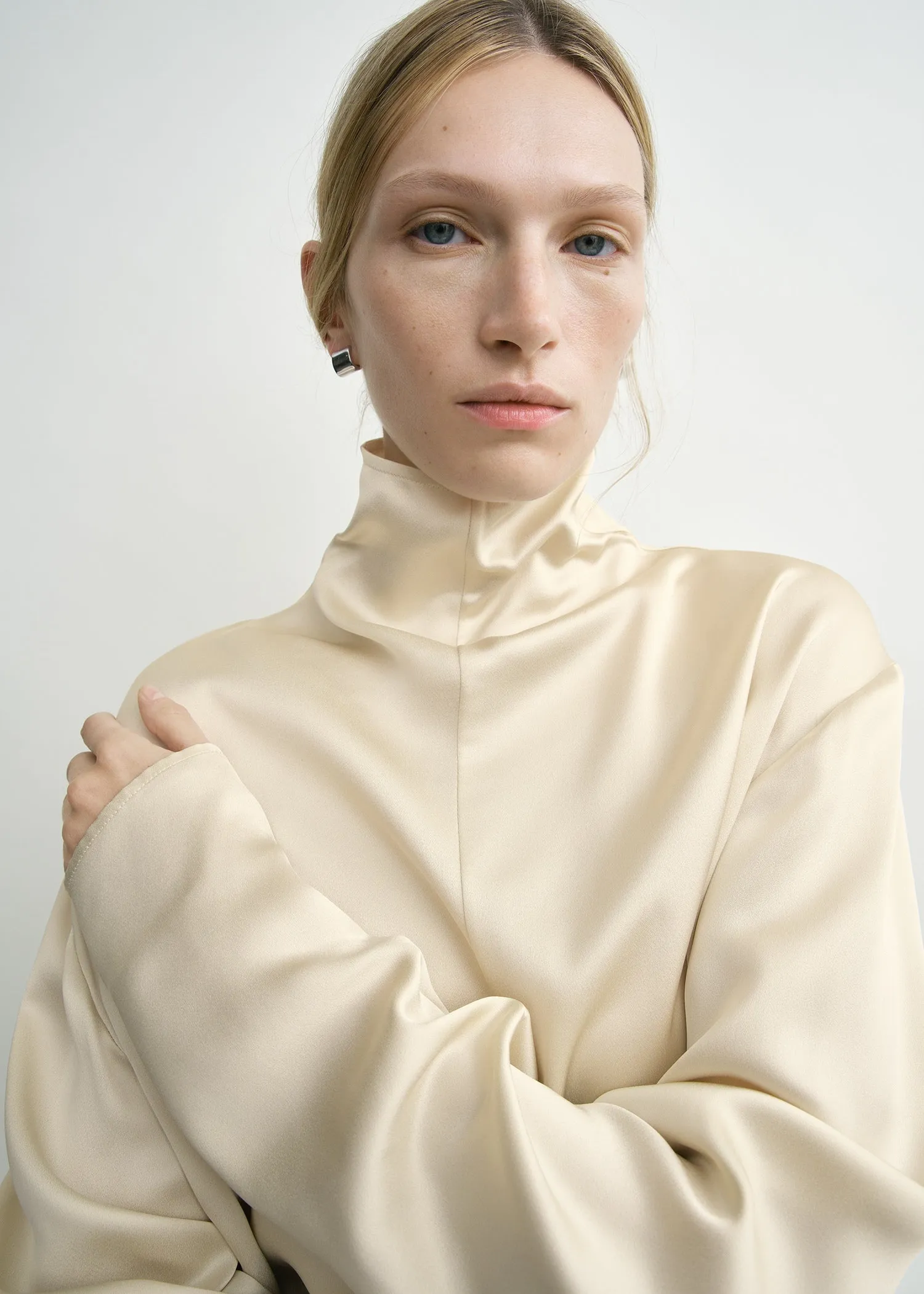 Slouch-neck blouse ecru sold by Toteme product image thumbnail 4