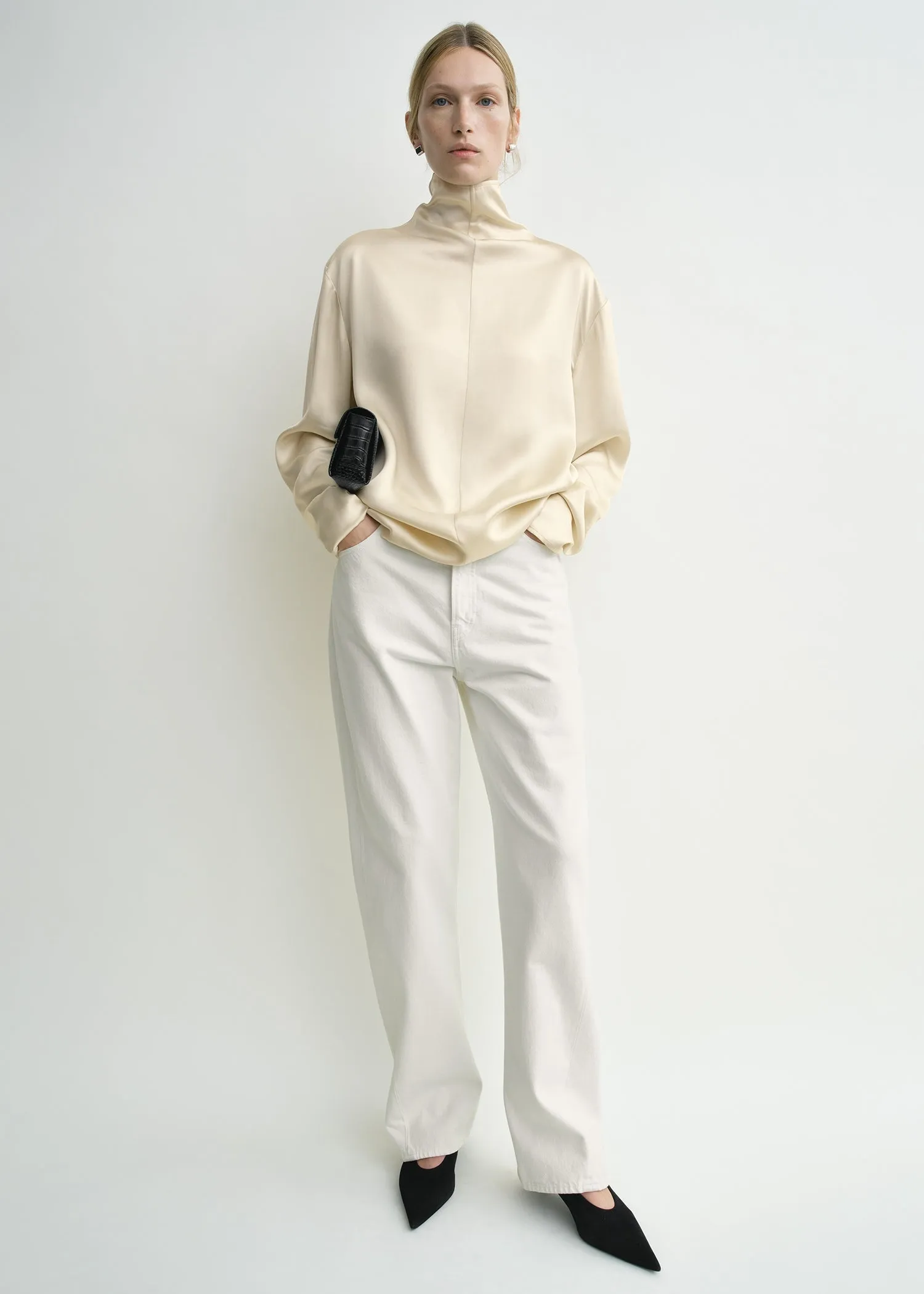 Slouch-neck blouse ecru sold by Toteme