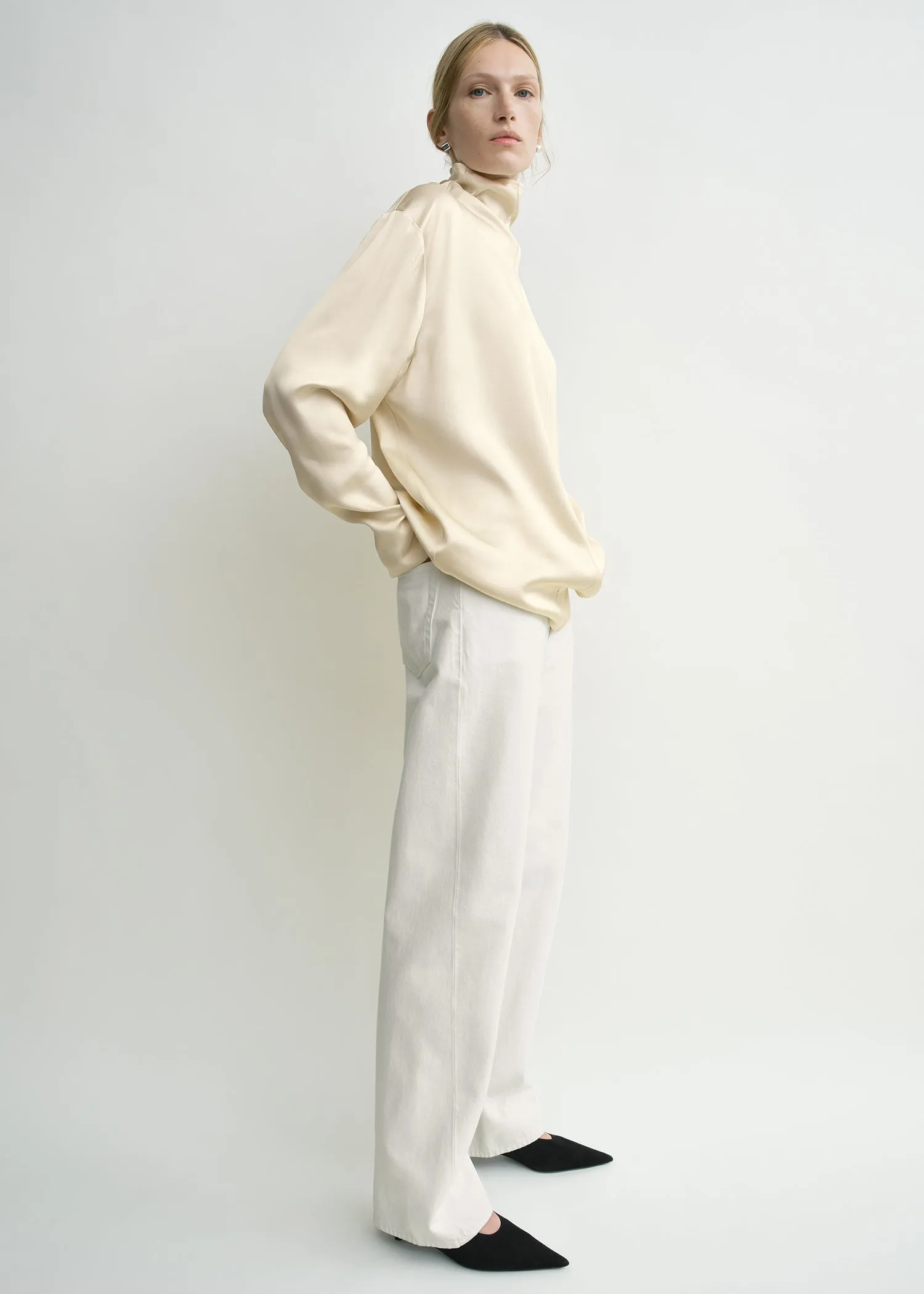 Slouch-neck blouse ecru sold by Toteme product image thumbnail 2