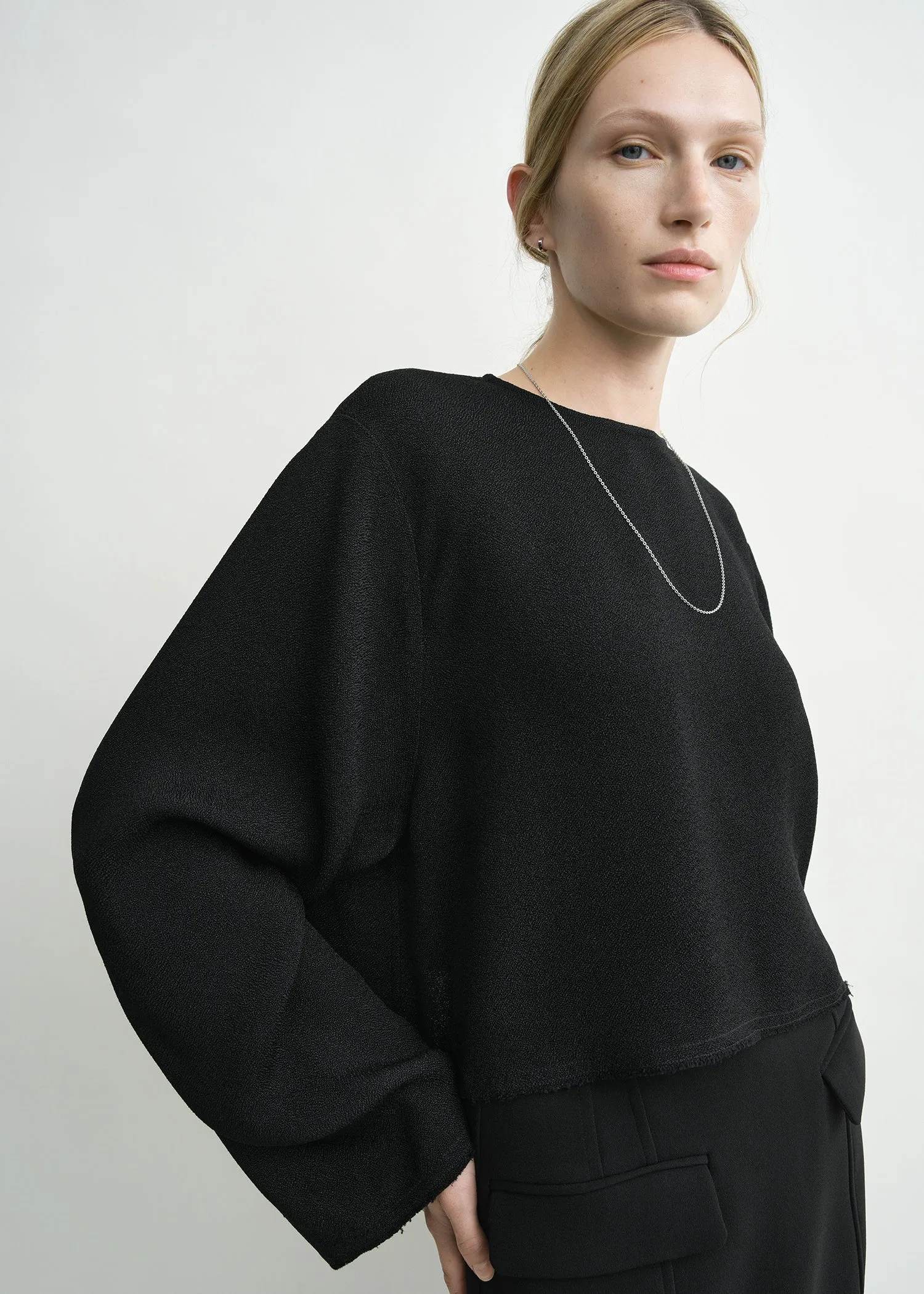 Cropped sablé blouse black sold by Toteme product image thumbnail 4