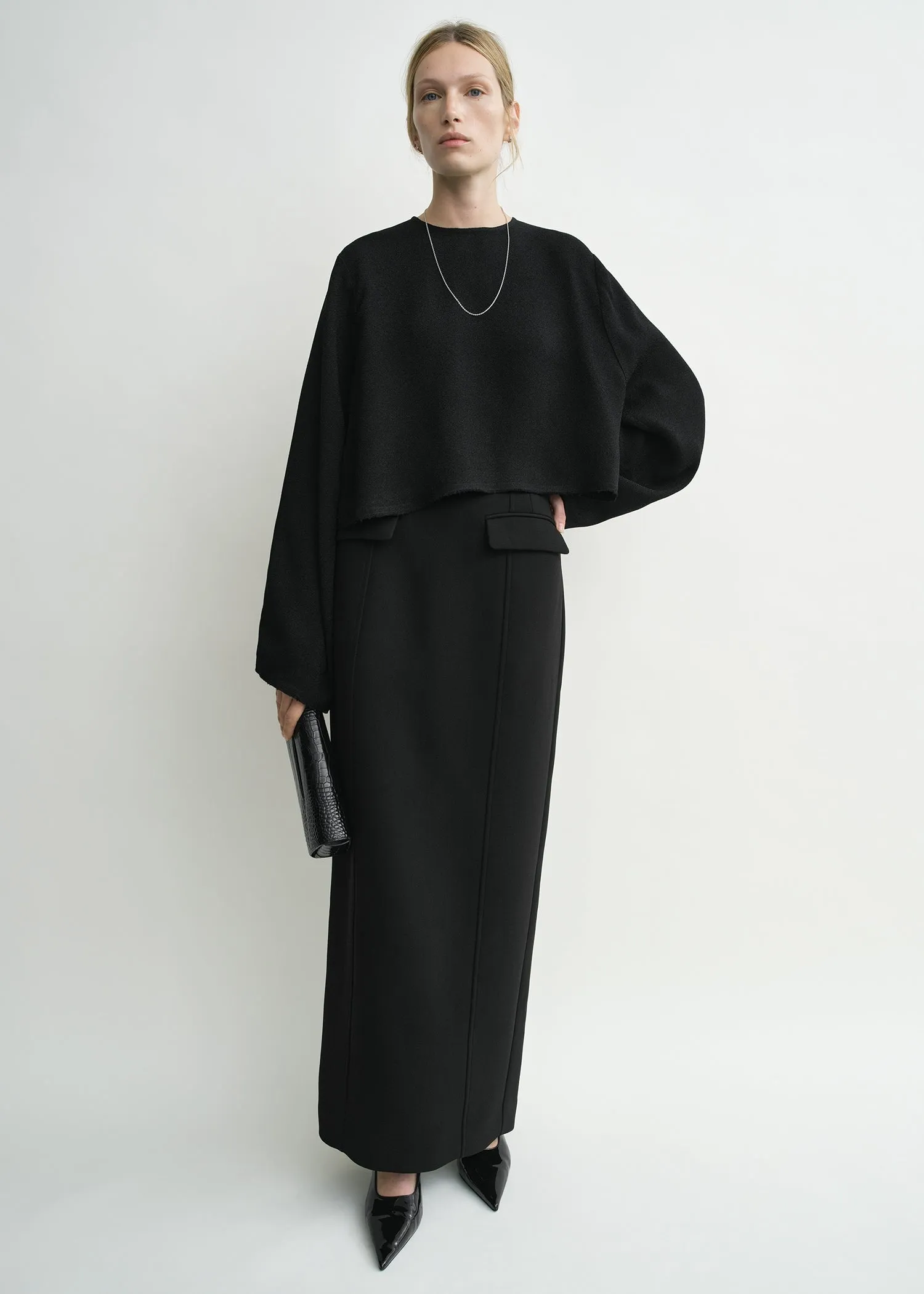 Cropped sablé blouse black sold by Toteme