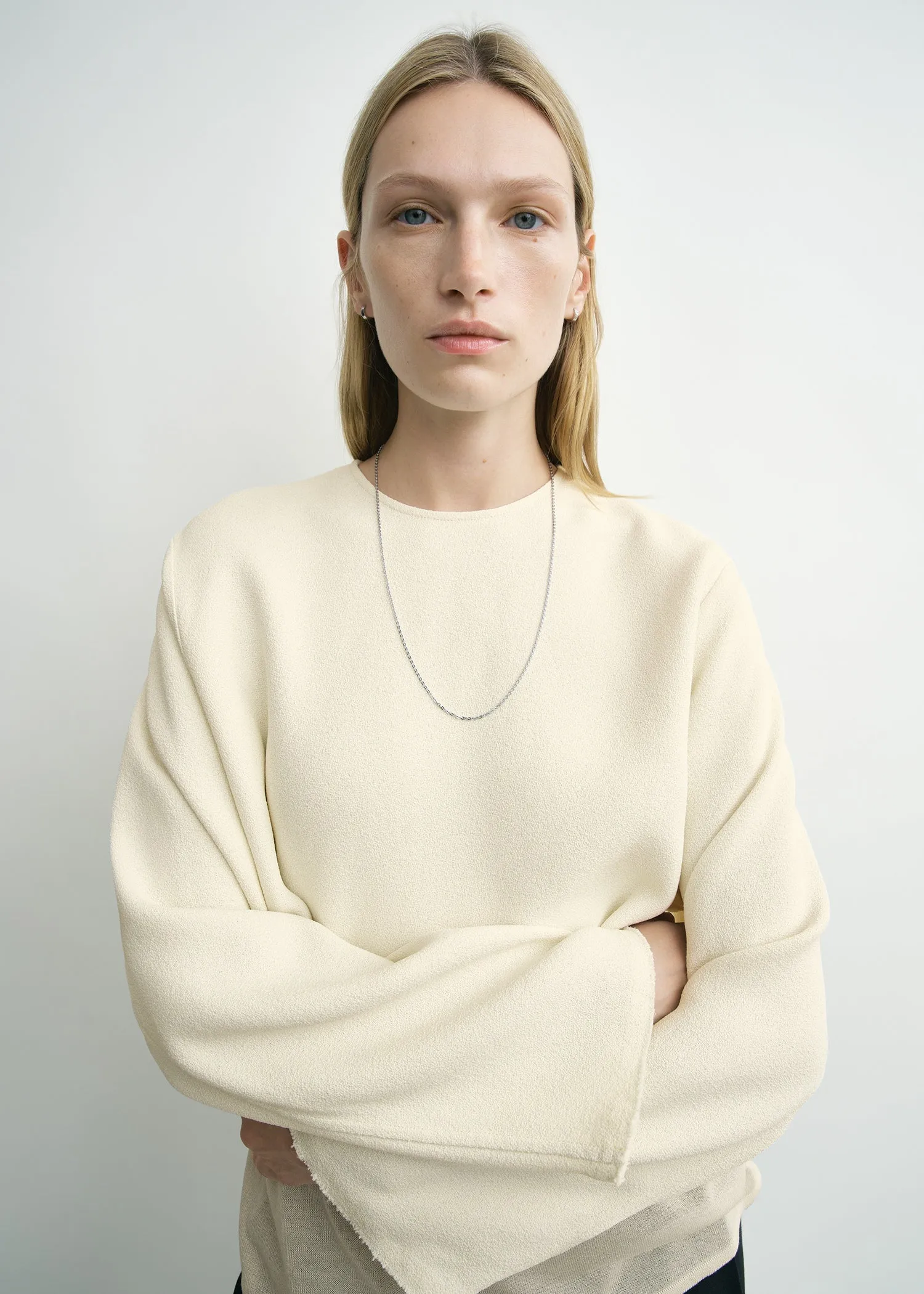 Cropped sablé blouse macadamia sold by Toteme product image thumbnail 4