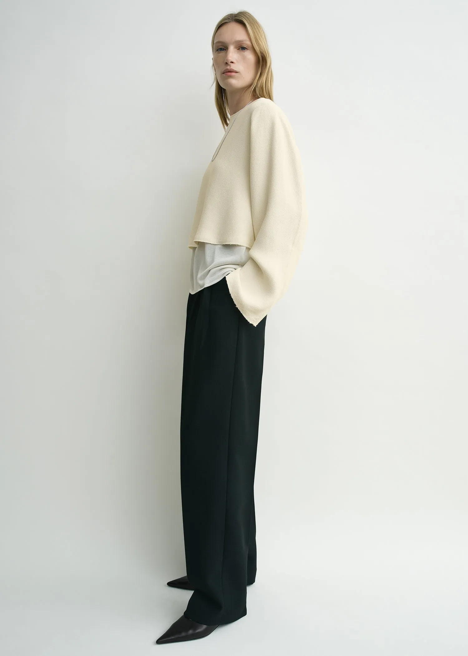 Cropped sablé blouse macadamia sold by Toteme product image thumbnail 2
