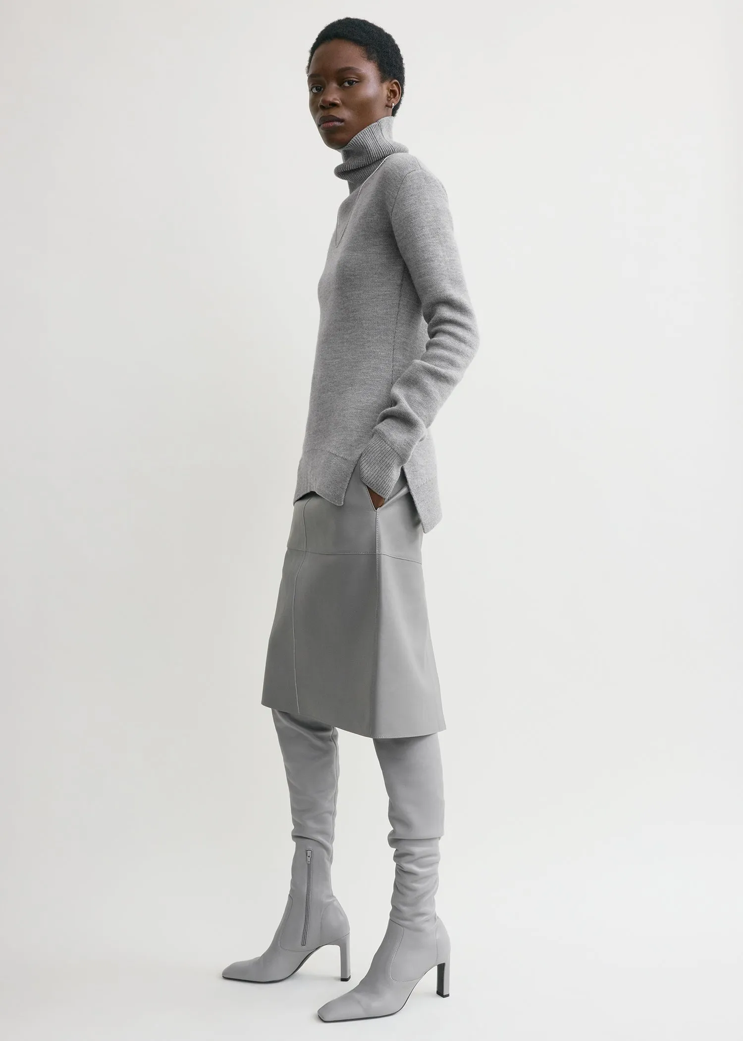 High-neck double knit pale grey sold by Toteme product image thumbnail 2