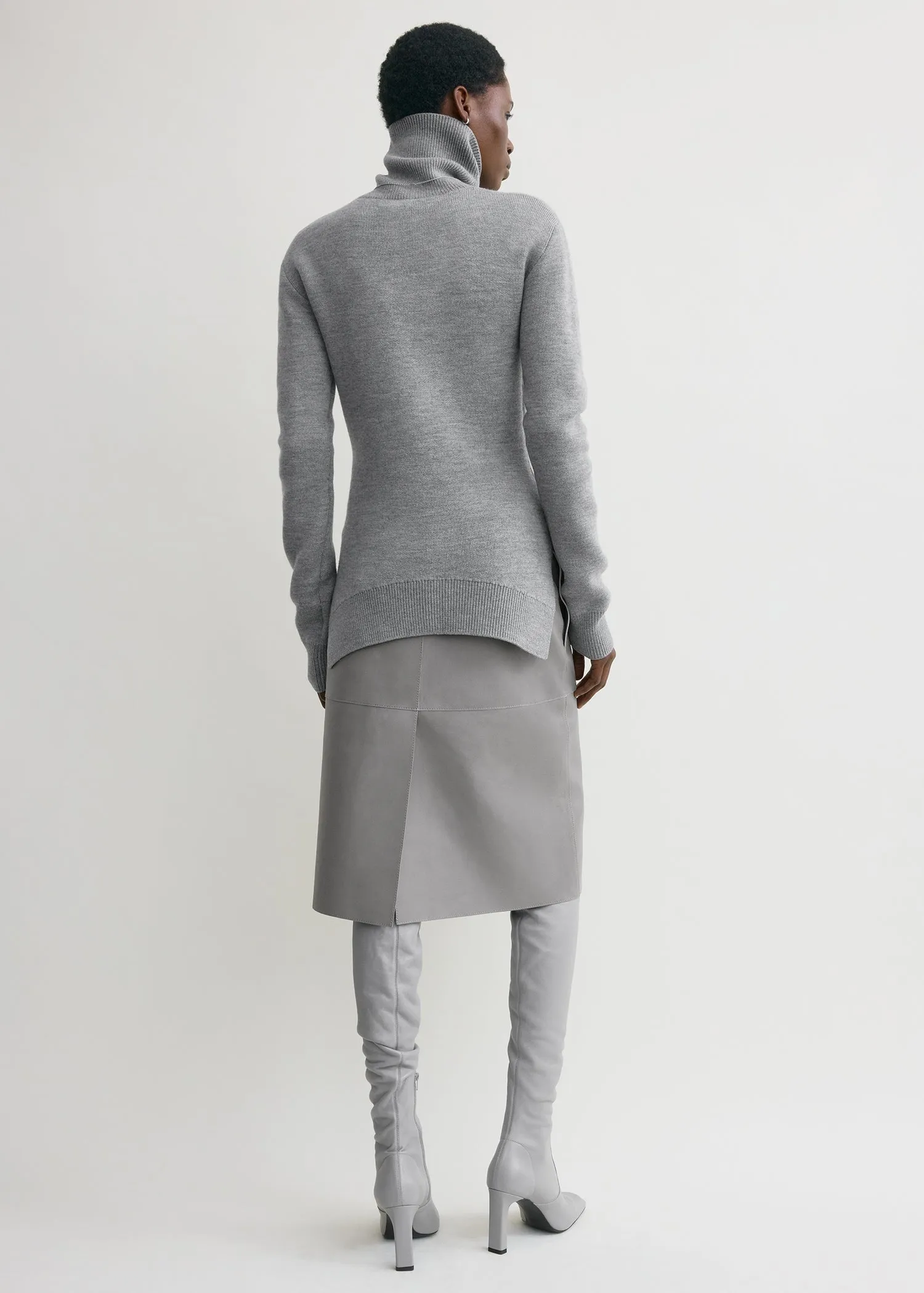 High-neck double knit pale grey sold by Toteme product image thumbnail 3