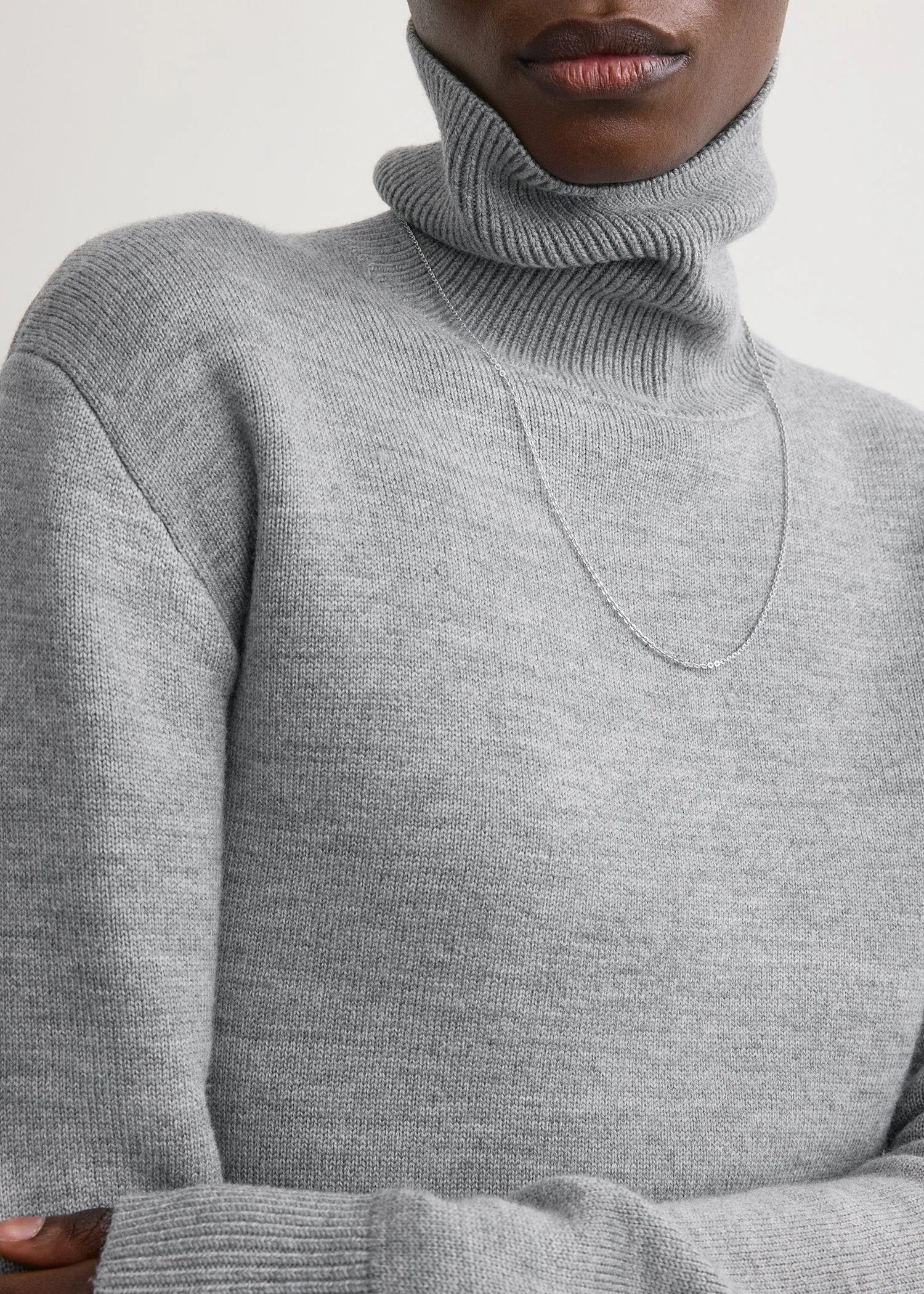 High-neck double knit pale grey sold by Toteme product image thumbnail 4