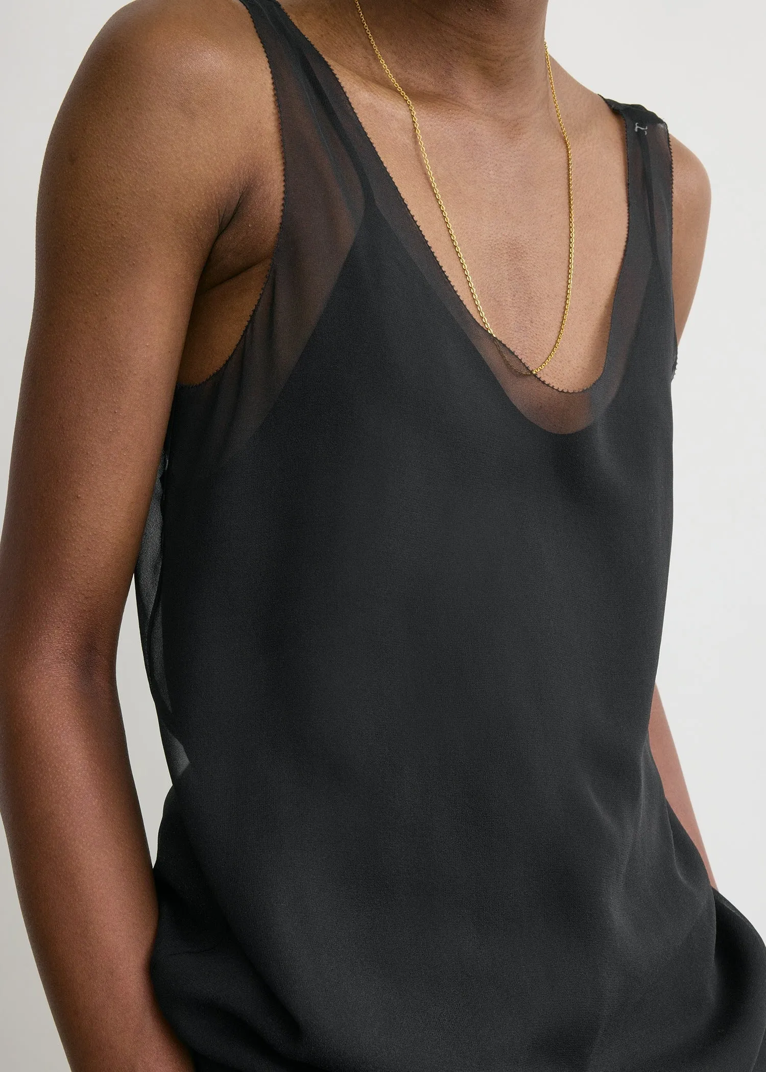 Chiffon slip top black sold by Toteme product image thumbnail 4