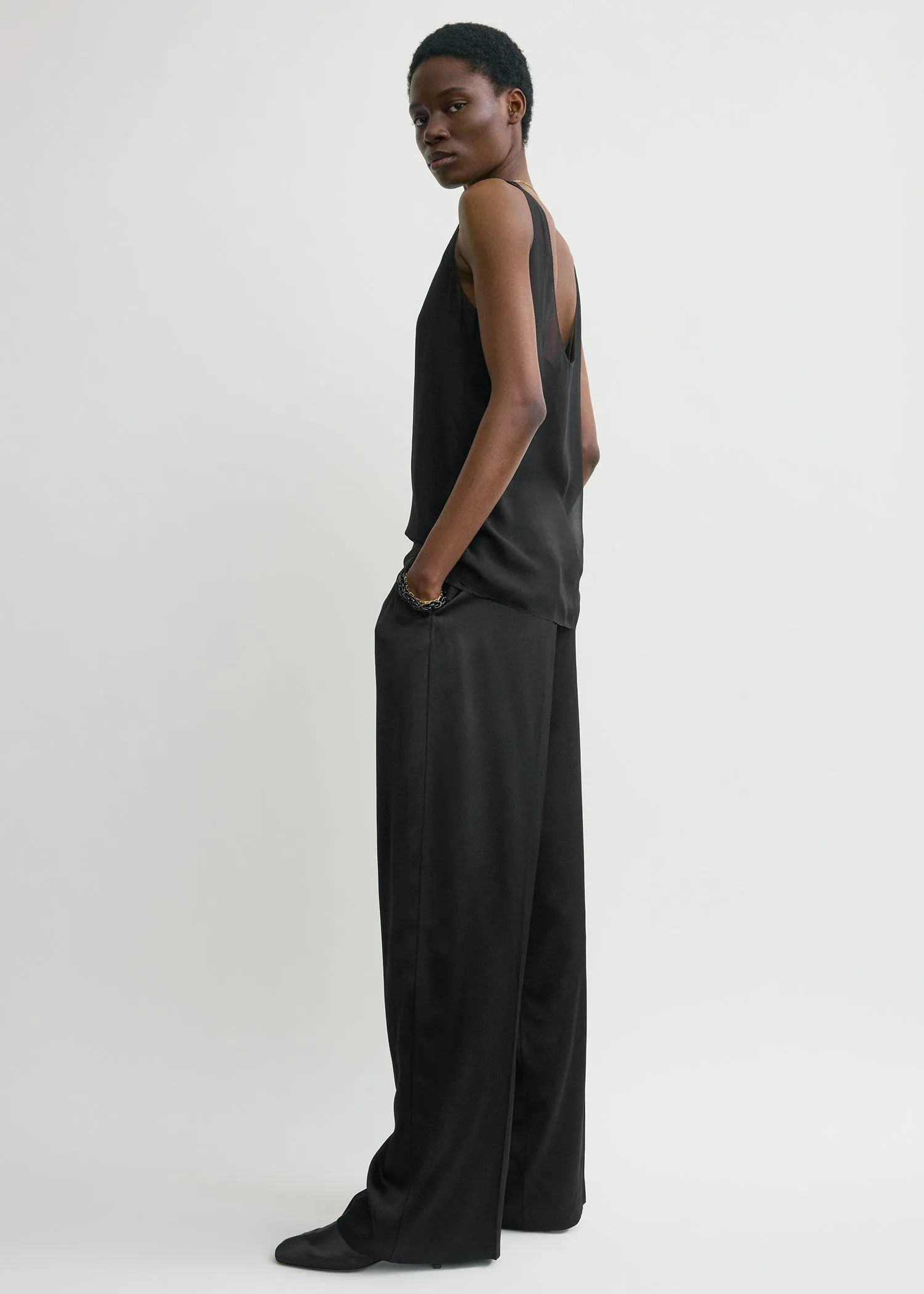 Chiffon slip top black sold by Toteme product image thumbnail 2