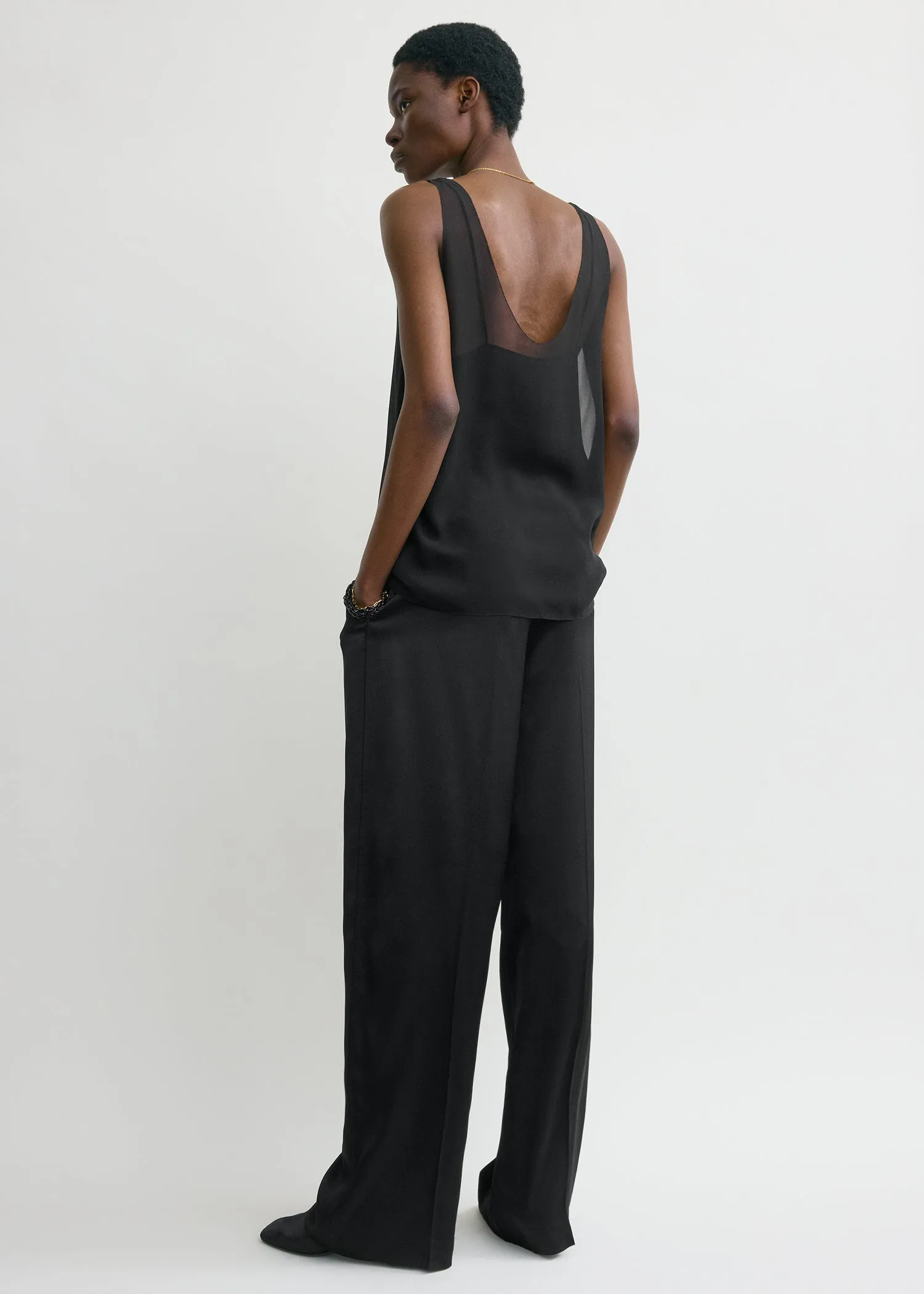 Chiffon slip top black sold by Toteme product image thumbnail 3