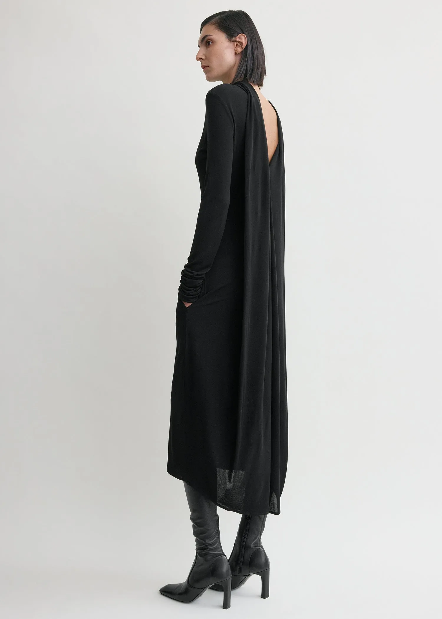 Cocoon cape dress black sold by Toteme product image thumbnail 3