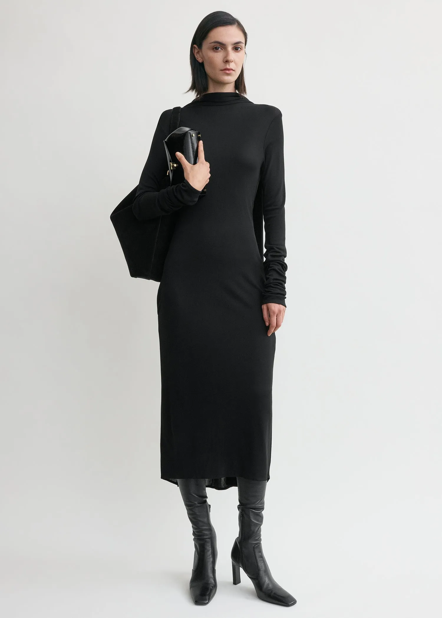 Cocoon cape dress black sold by Toteme