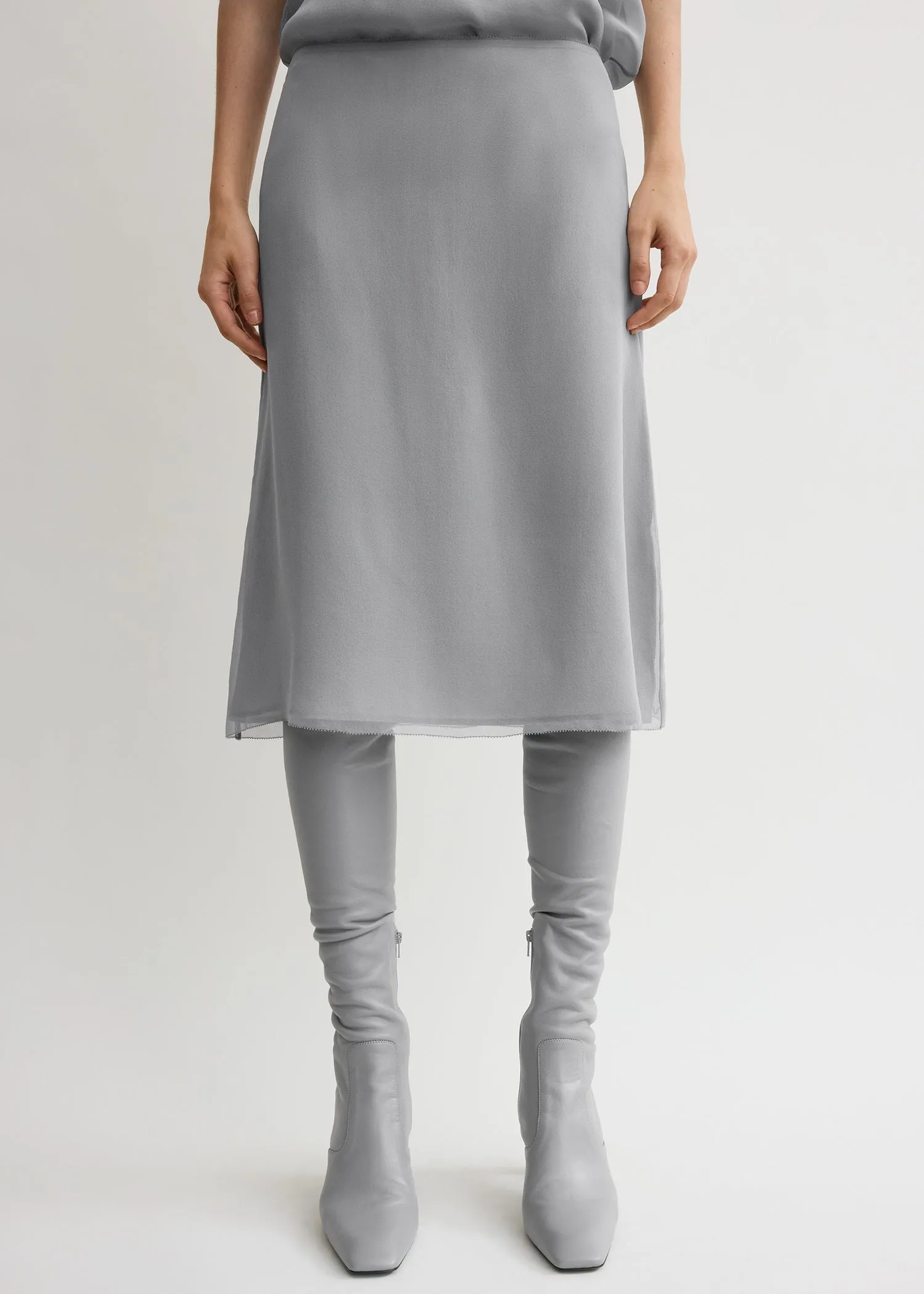 Chiffon slip skirt light grey sold by Toteme product image thumbnail 4