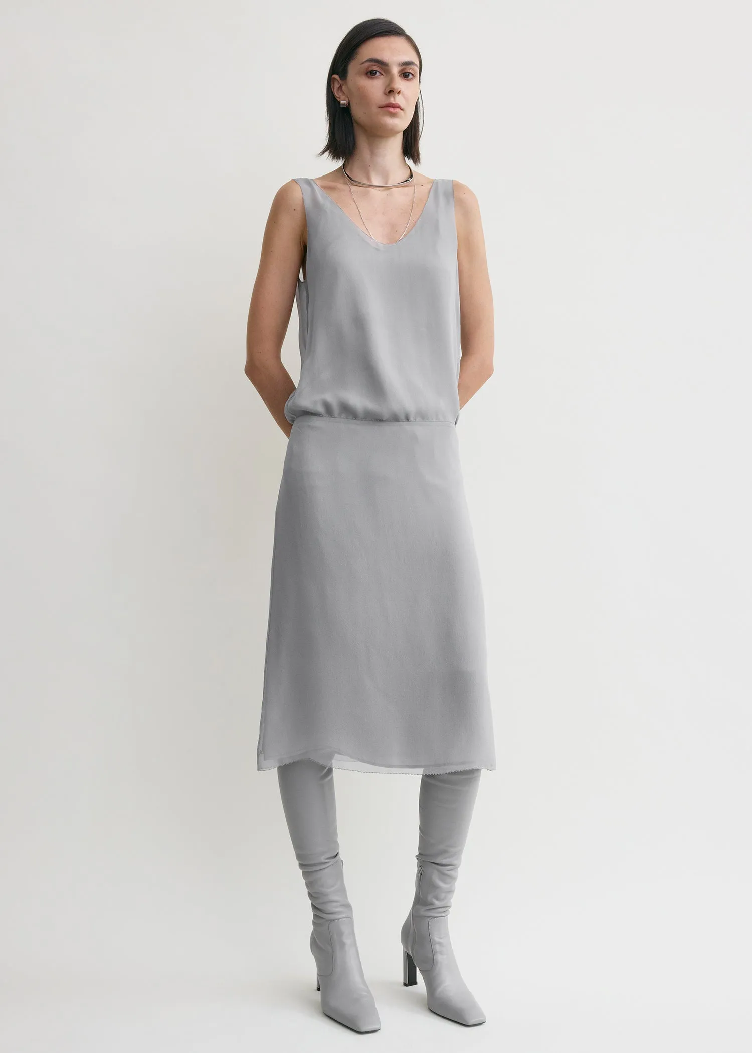 Chiffon slip skirt light grey sold by Toteme product image thumbnail 2