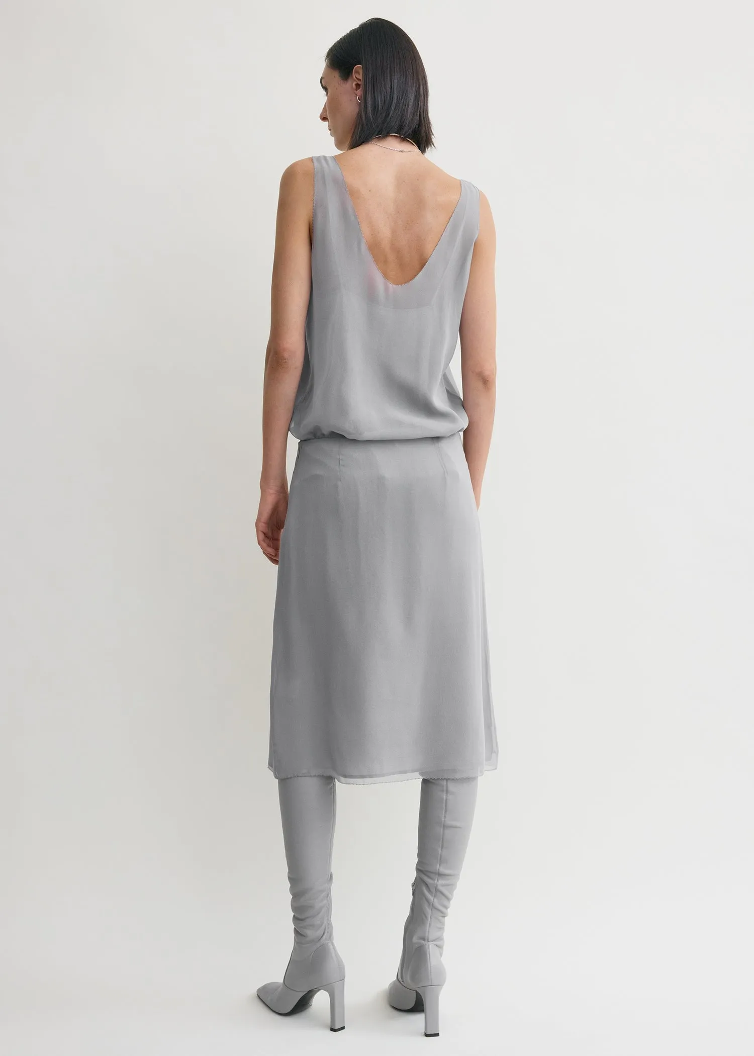 Chiffon slip skirt light grey sold by Toteme product image thumbnail 3