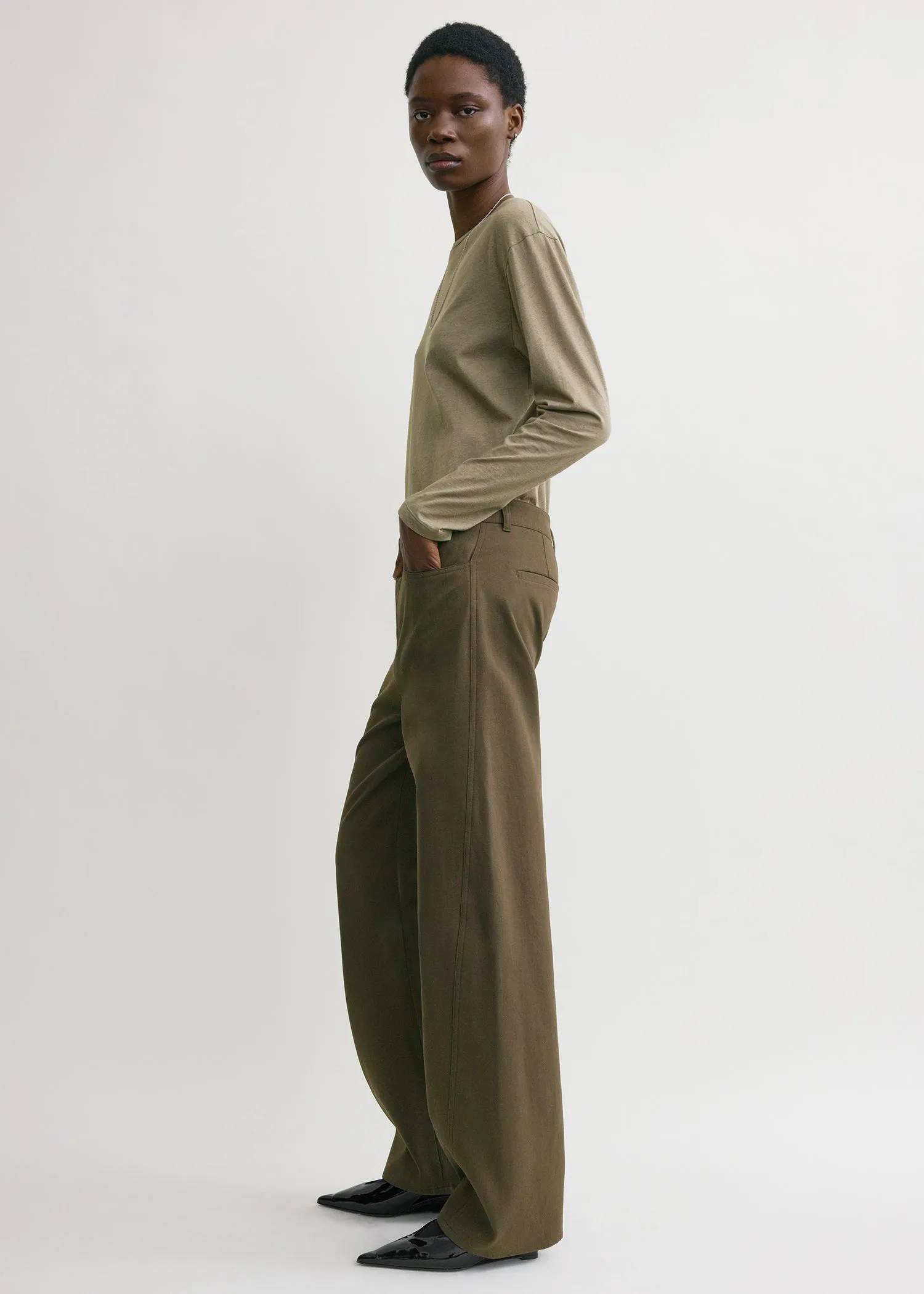 Relaxed twisted trousers pepper sold by Toteme product image thumbnail 2
