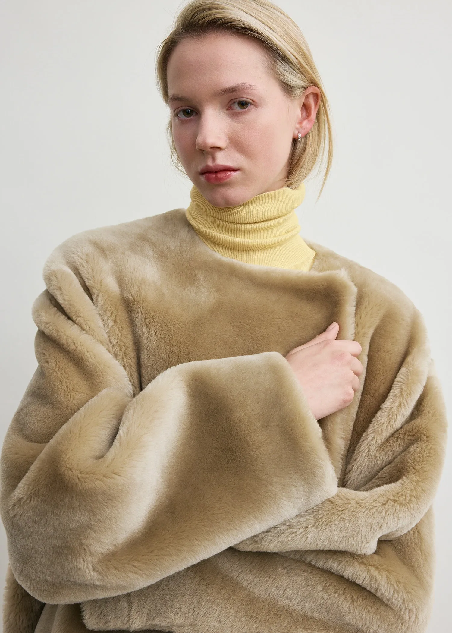 Collarless shearling coat rye sold by Toteme product image thumbnail 5