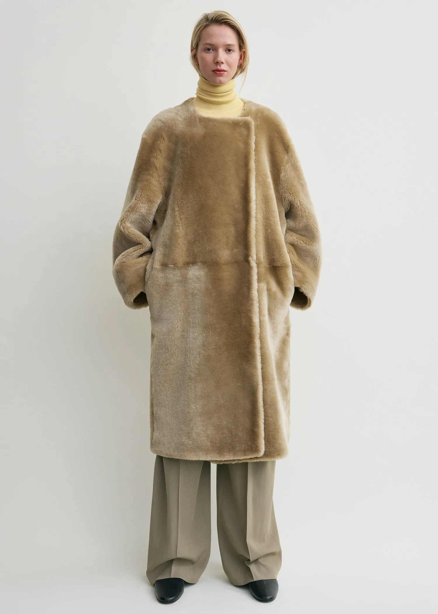 Collarless shearling coat rye sold by Toteme product image thumbnail 2