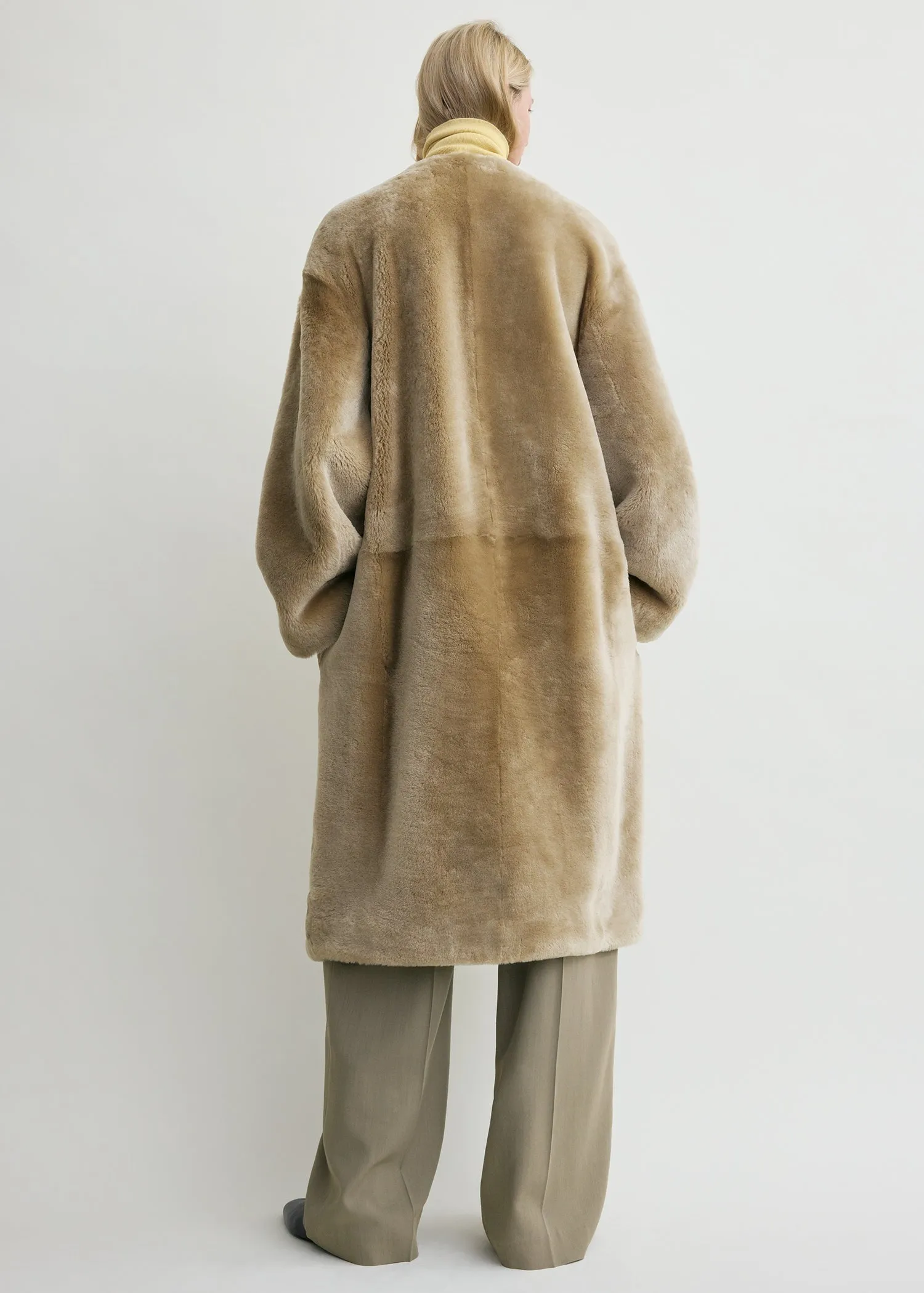 Collarless shearling coat rye sold by Toteme product image thumbnail 4