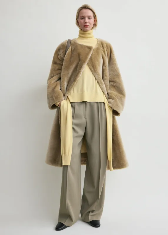 Collarless shearling coat rye sold by Toteme