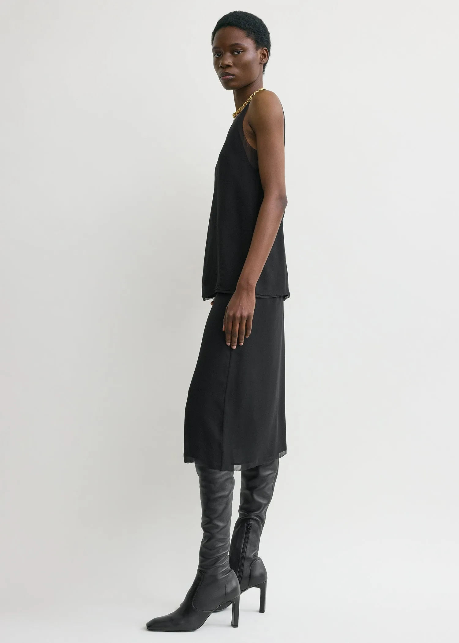 Chiffon slip skirt black sold by Toteme product image thumbnail 2