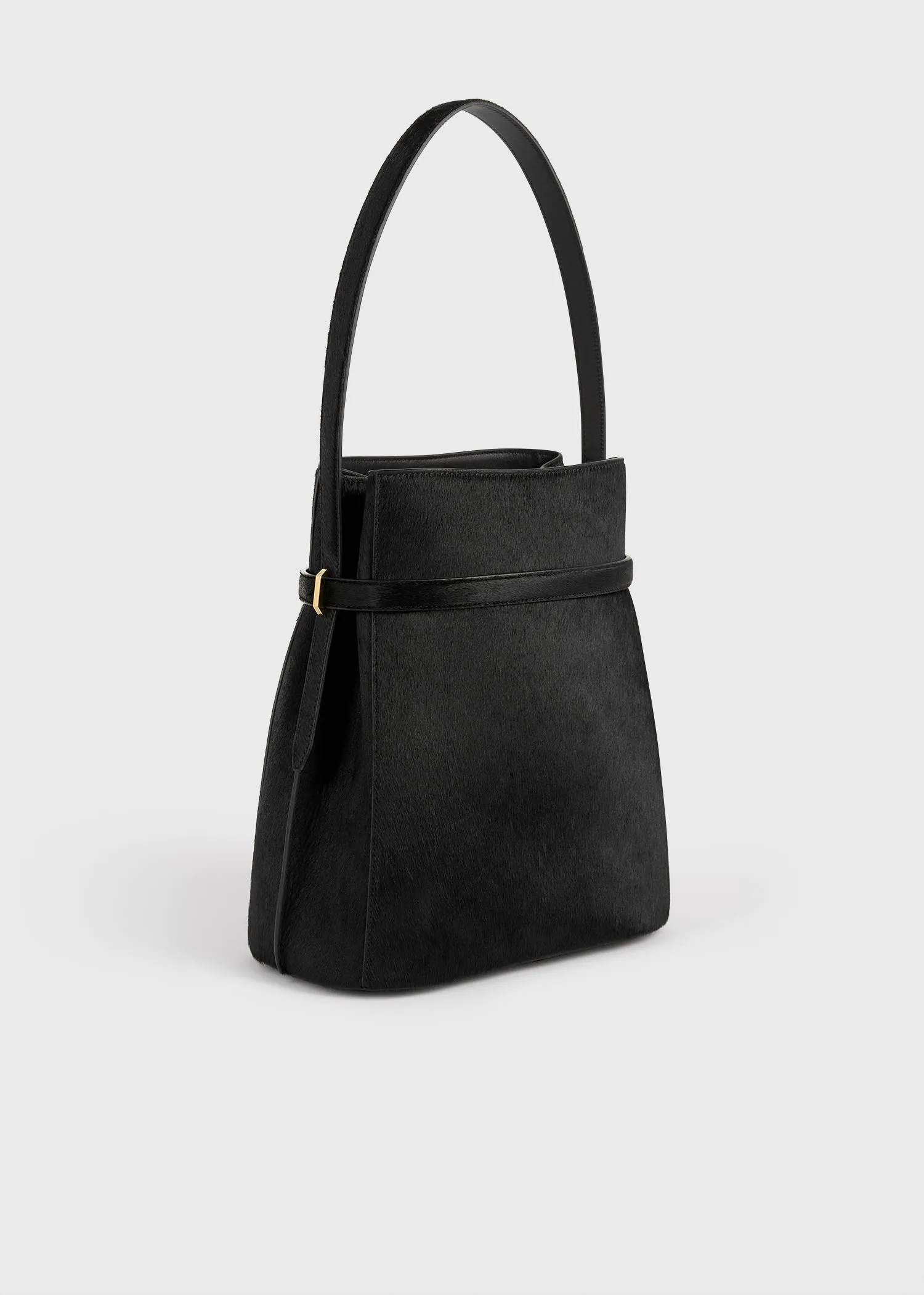 Belted pony hair bucket bag black sold by Toteme product image thumbnail 5