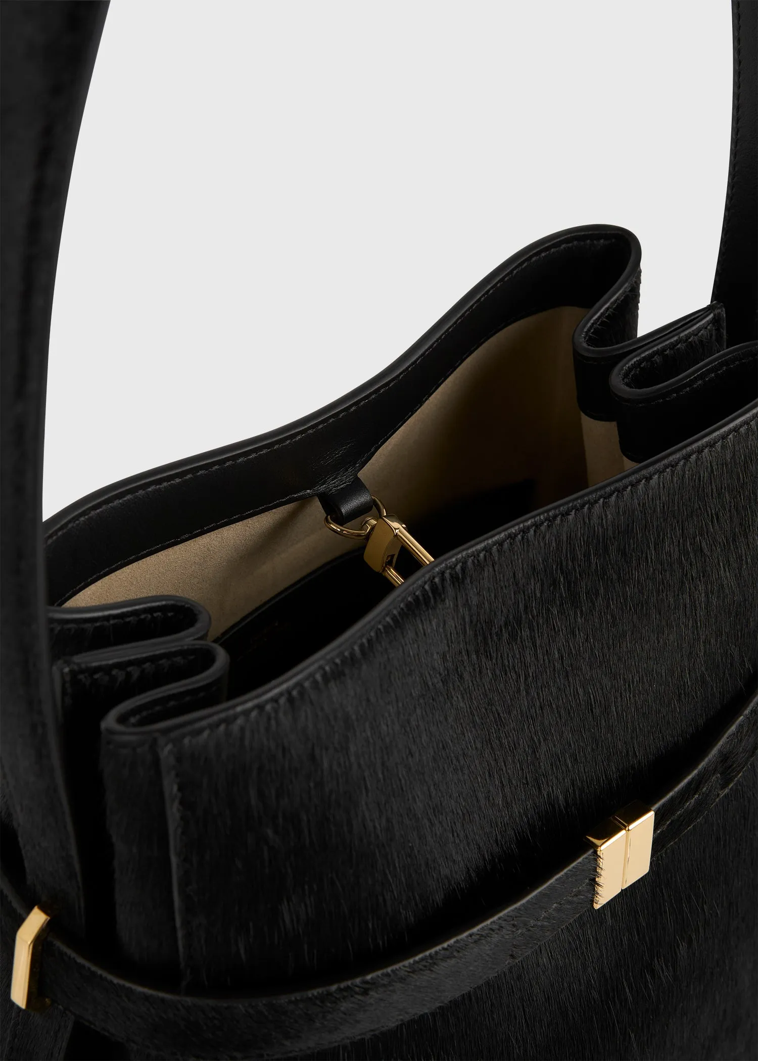 Belted pony hair bucket bag black sold by Toteme product image thumbnail 2