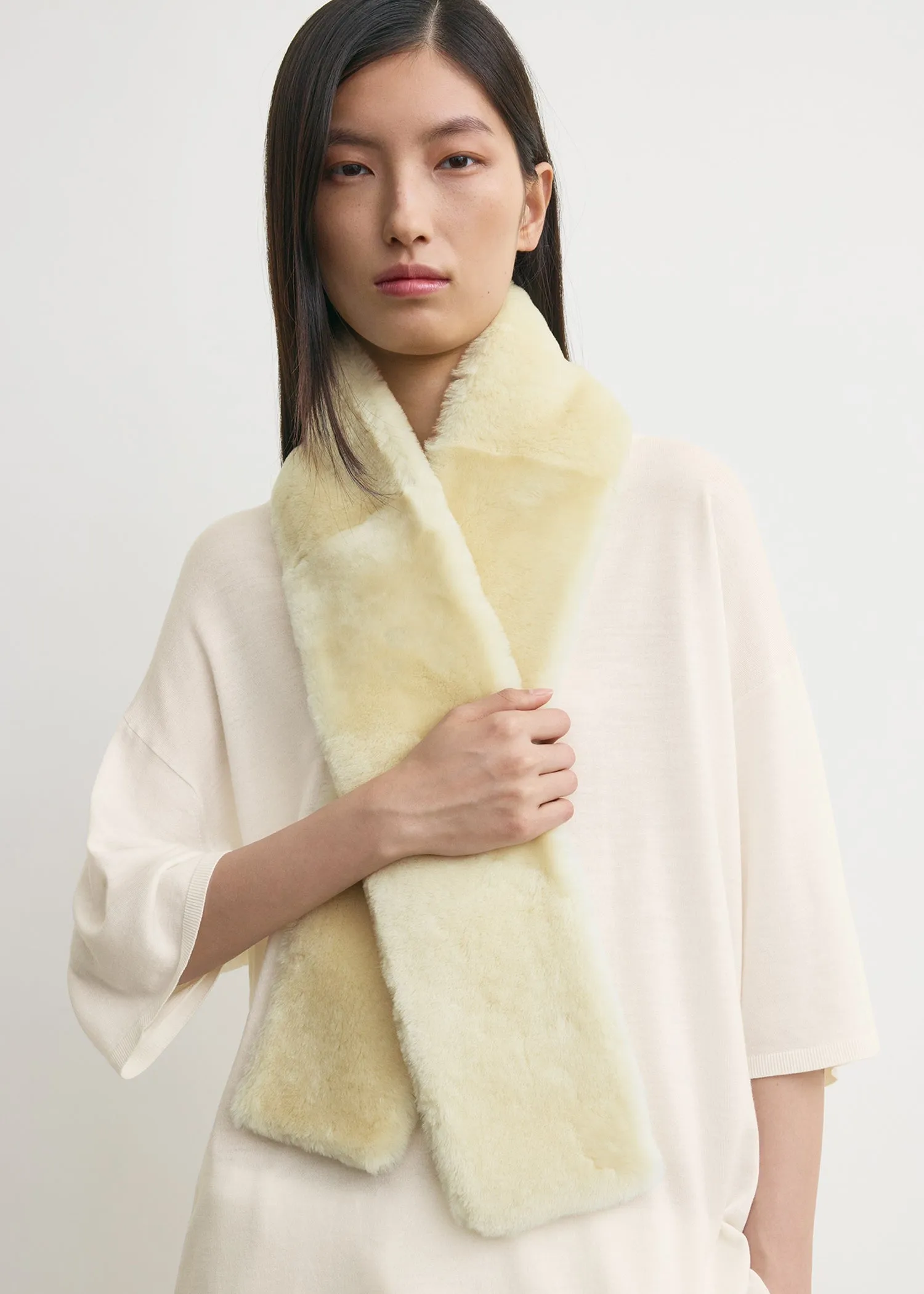 Shearling tuxedo scarf ecru sold by Toteme product image thumbnail 3
