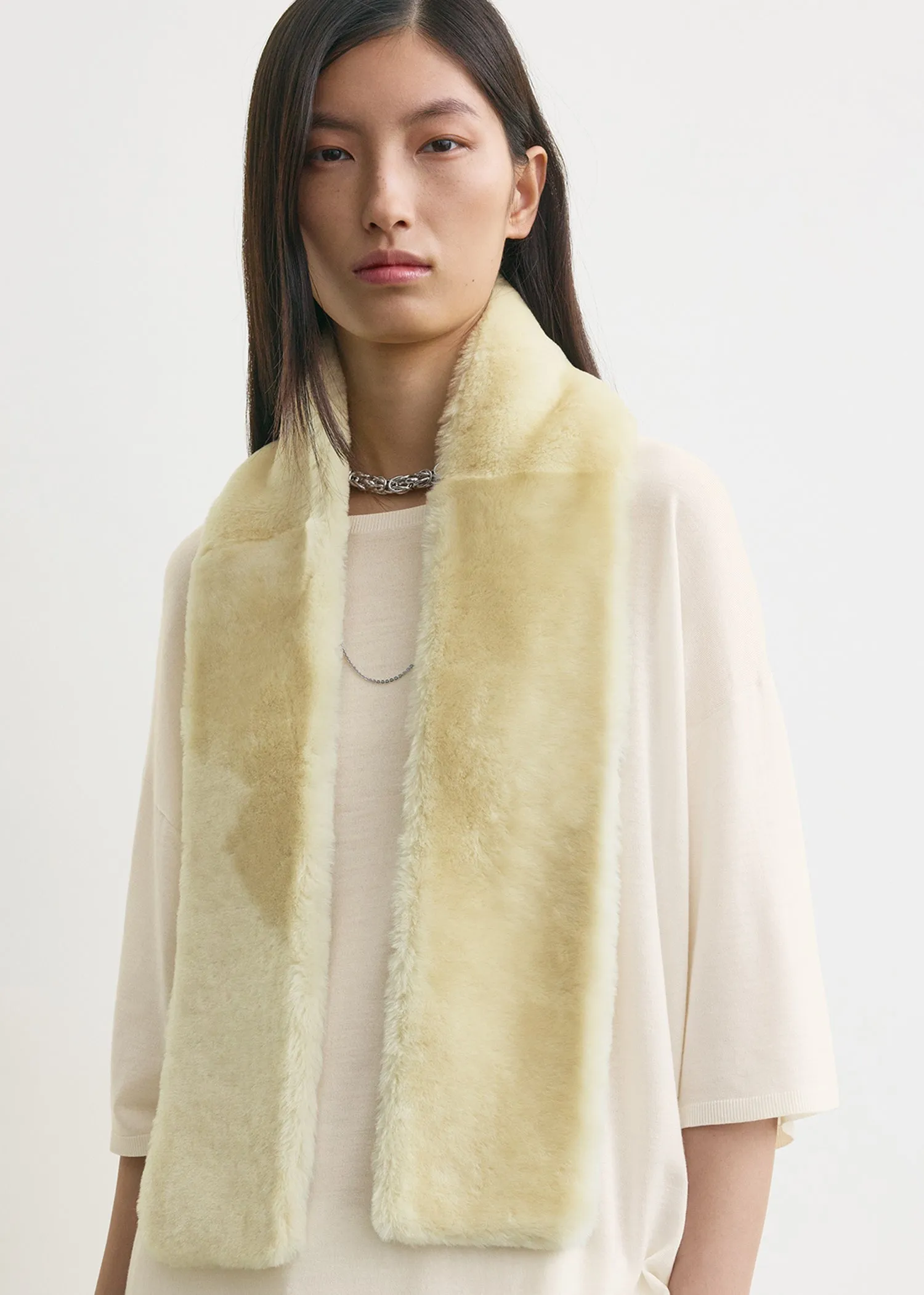 Shearling tuxedo scarf ecru sold by Toteme product image thumbnail 4