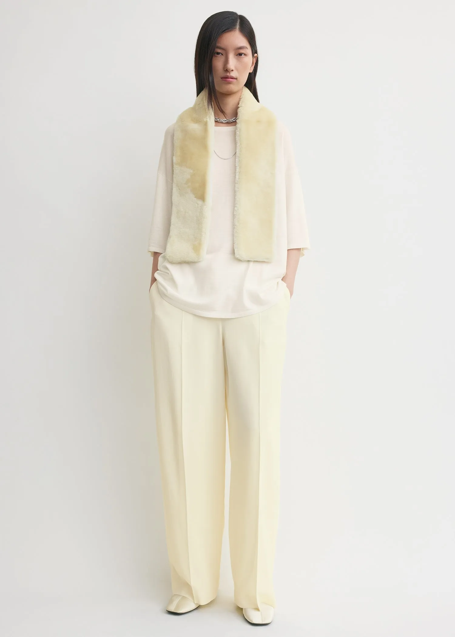 Shearling tuxedo scarf ecru sold by Toteme product image thumbnail 2