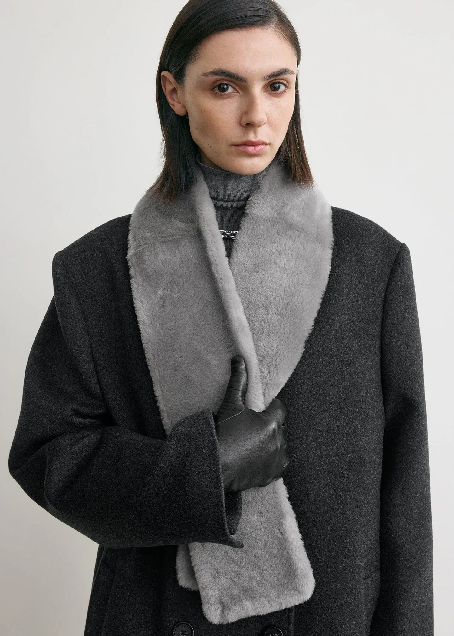 Shearling tuxedo scarf grey sold by Toteme product image thumbnail 4
