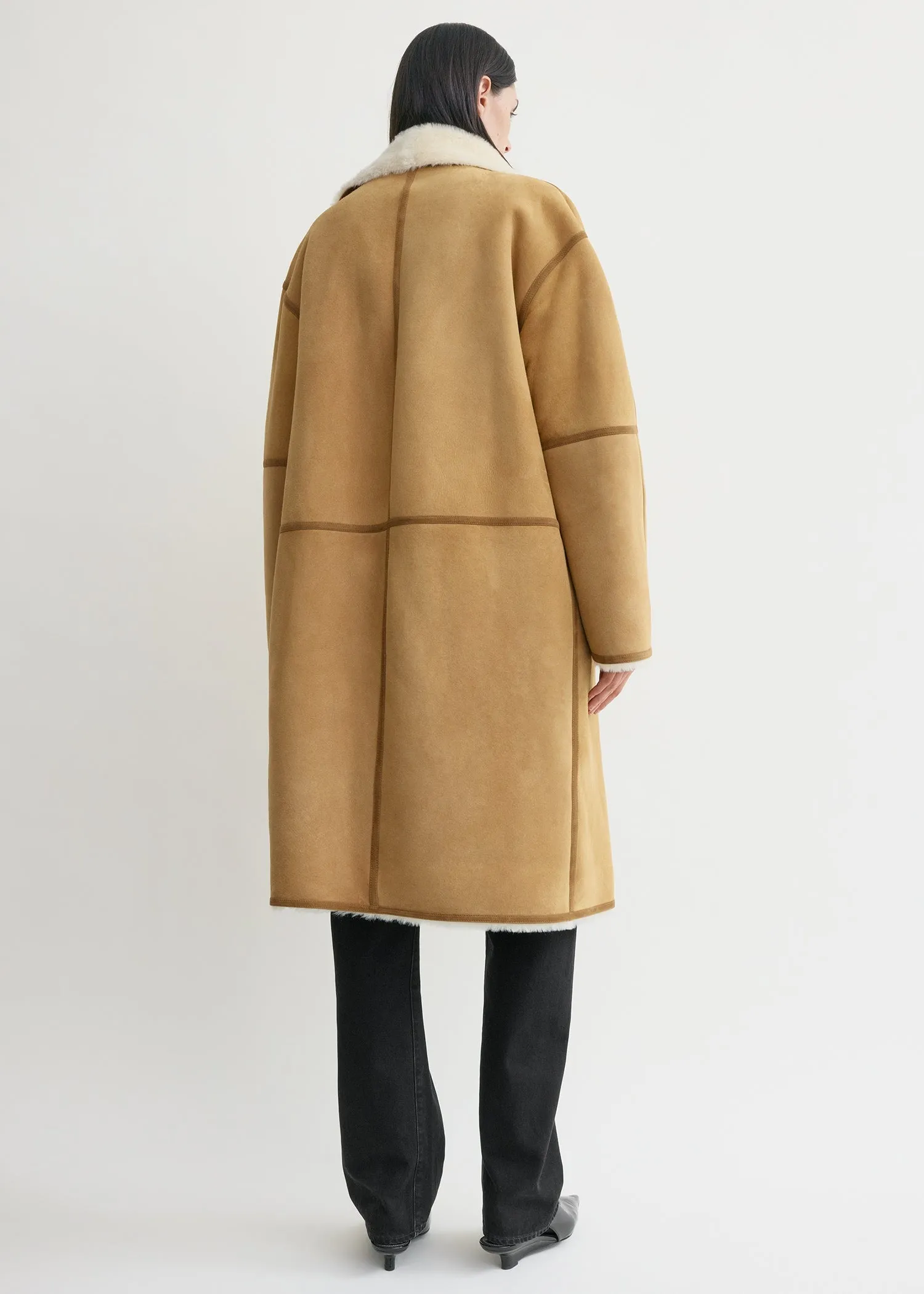 Draped shearling coat tan sold by Toteme product image thumbnail 3