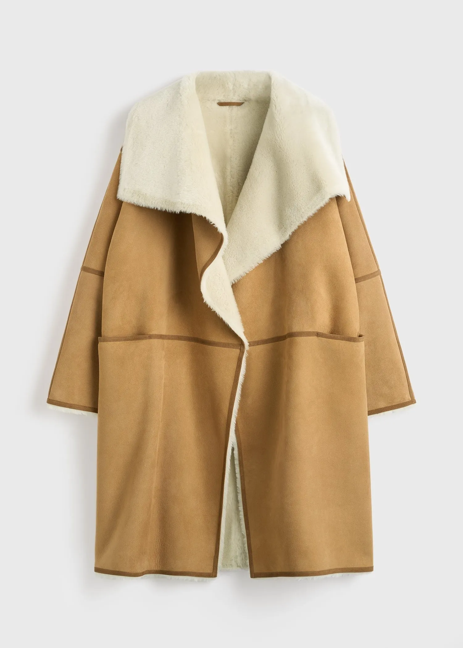 Draped shearling coat tan sold by Toteme product image thumbnail 5