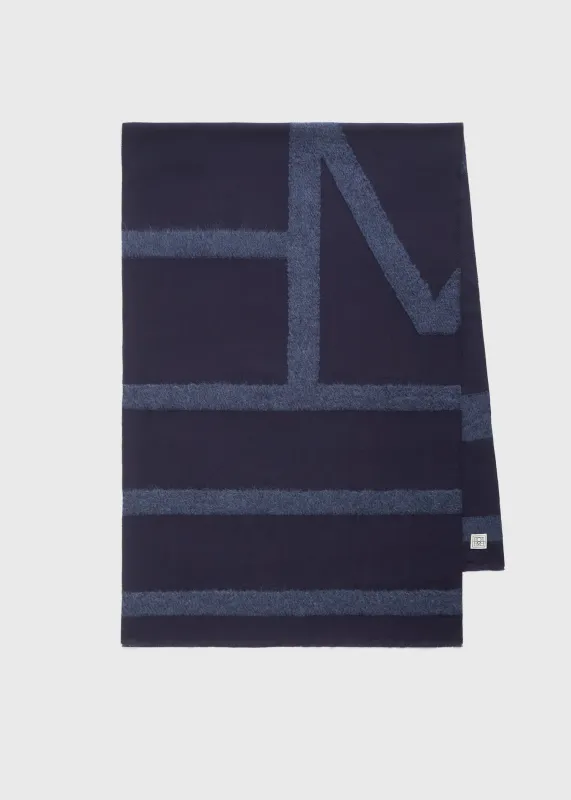 Monogram twill scarf navy sold by Toteme