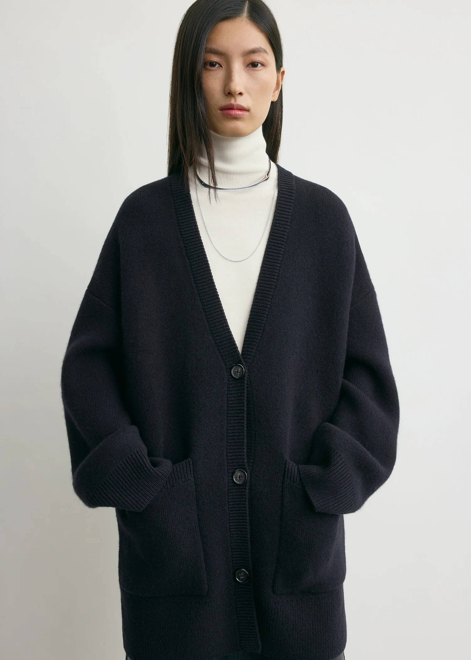 Longline cardigan navy sold by Toteme product image thumbnail 4