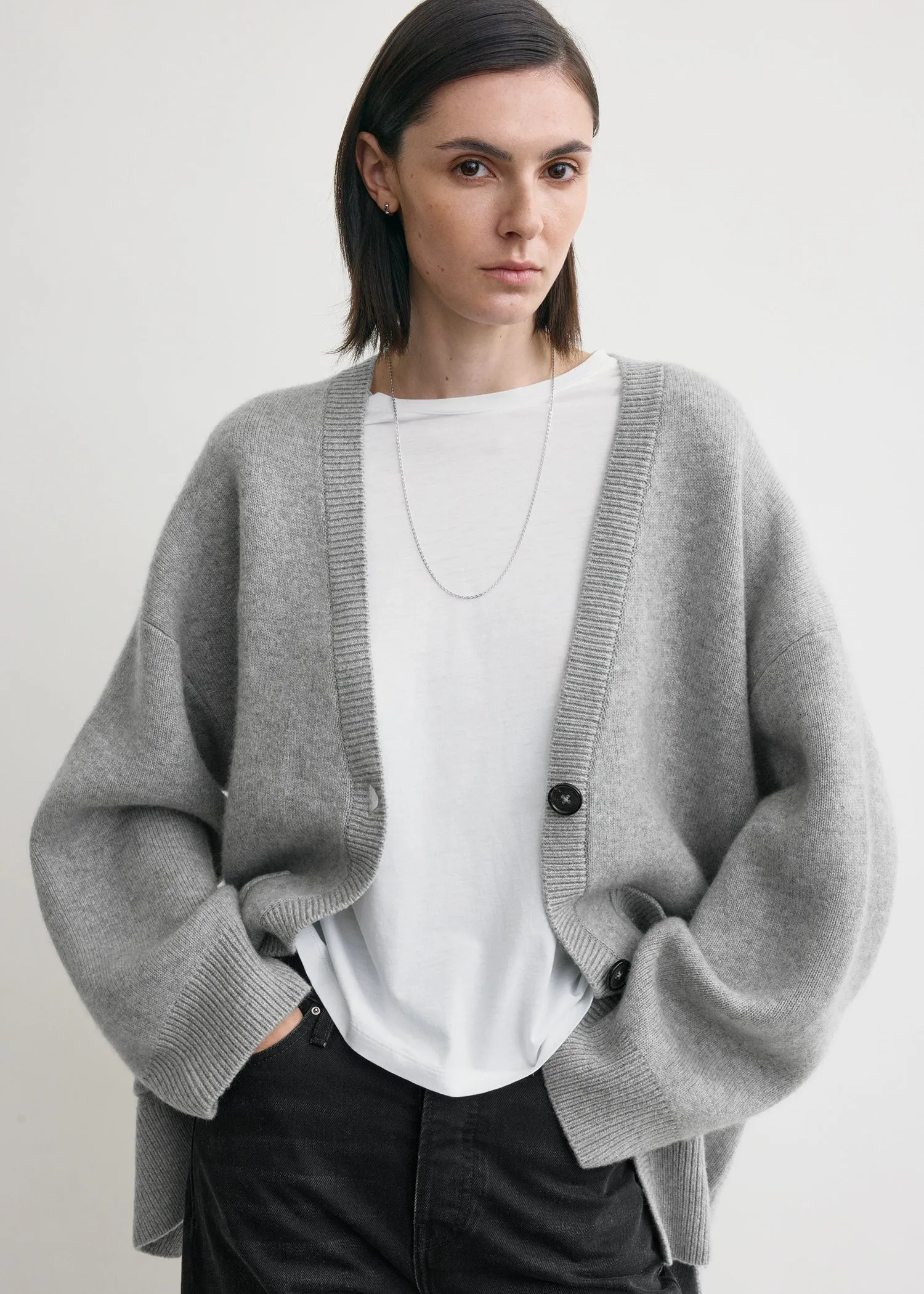 Longline cardigan pale grey sold by Toteme product image thumbnail 4