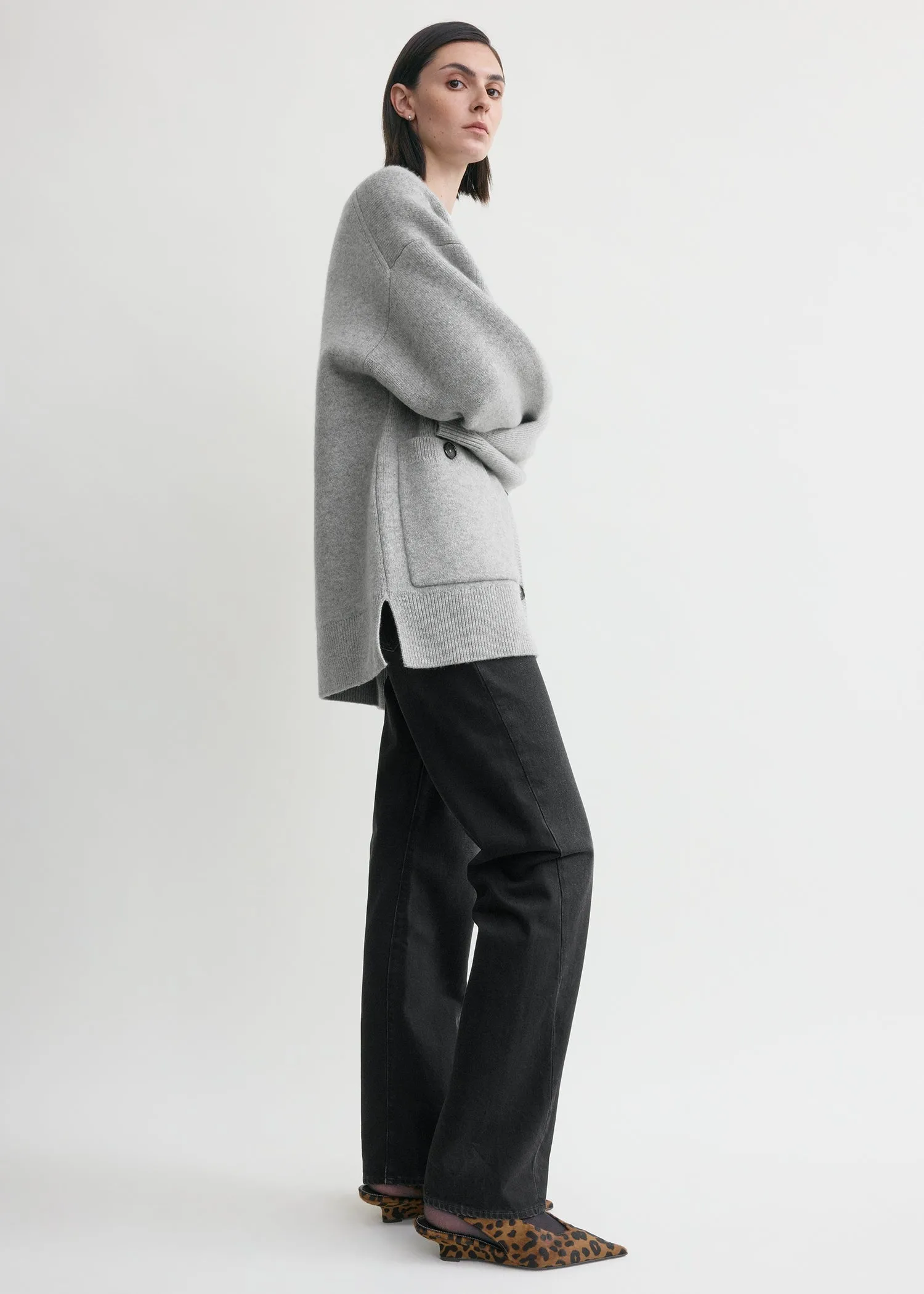Longline cardigan pale grey sold by Toteme product image thumbnail 2
