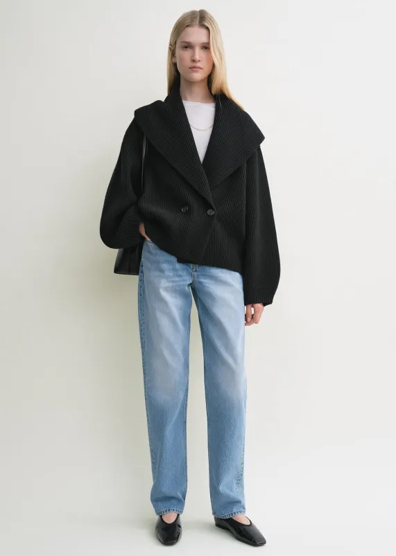 Shawl-lapel cardigan black sold by Toteme