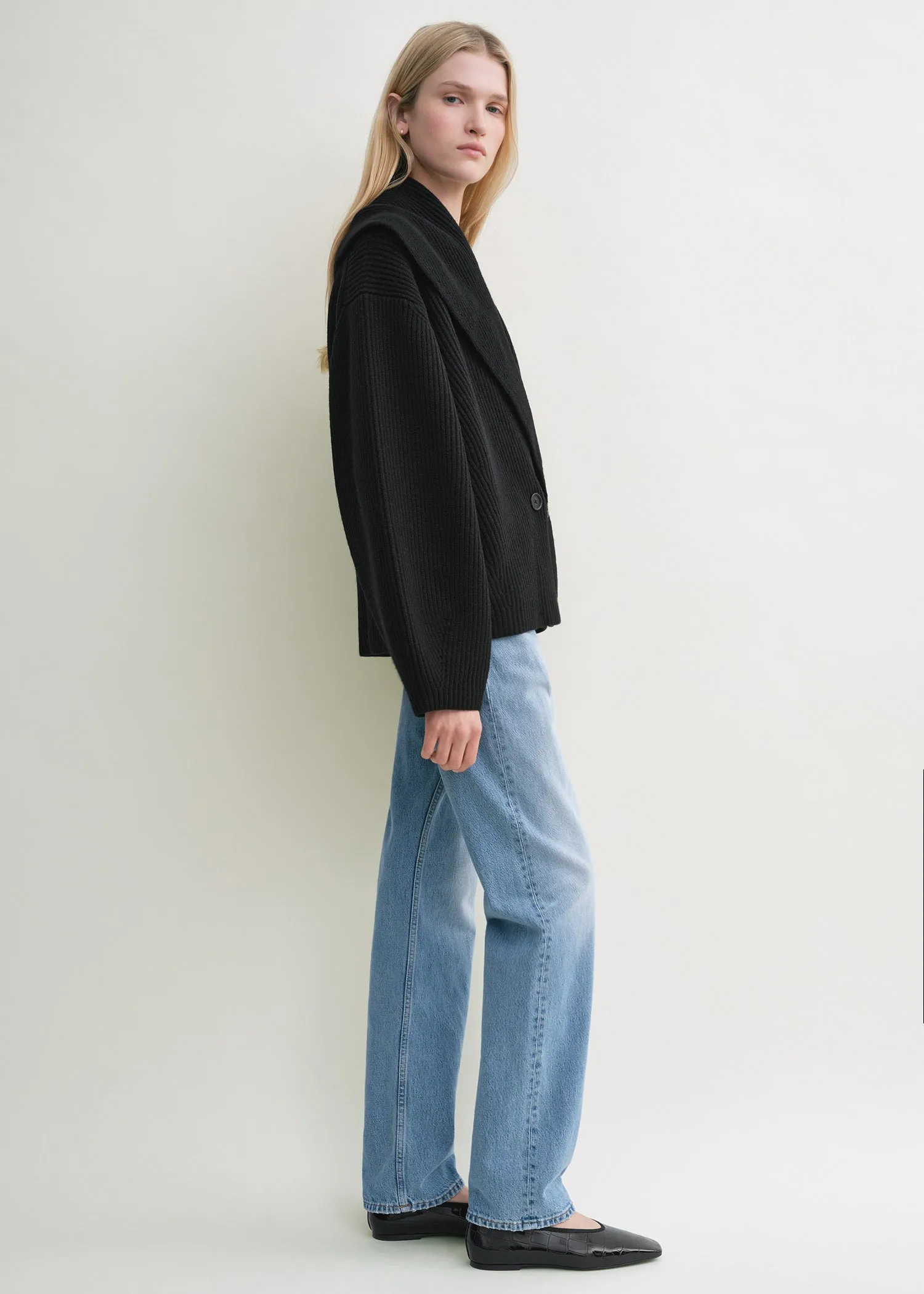 Shawl-lapel cardigan black sold by Toteme product image thumbnail 2