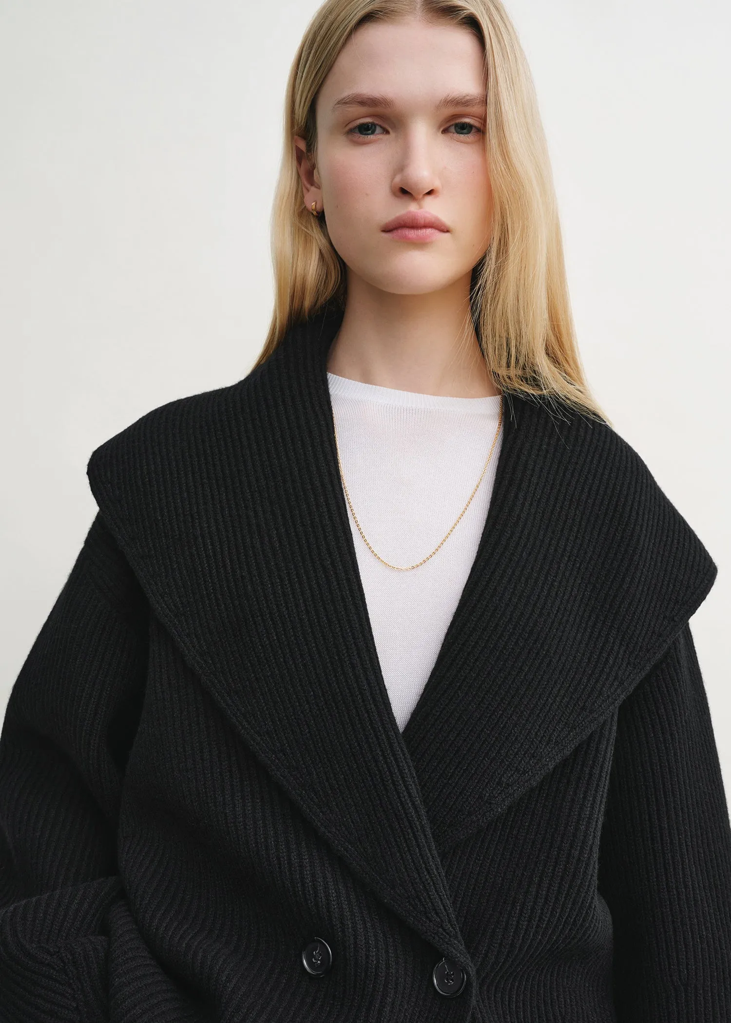 Shawl-lapel cardigan black sold by Toteme product image thumbnail 3