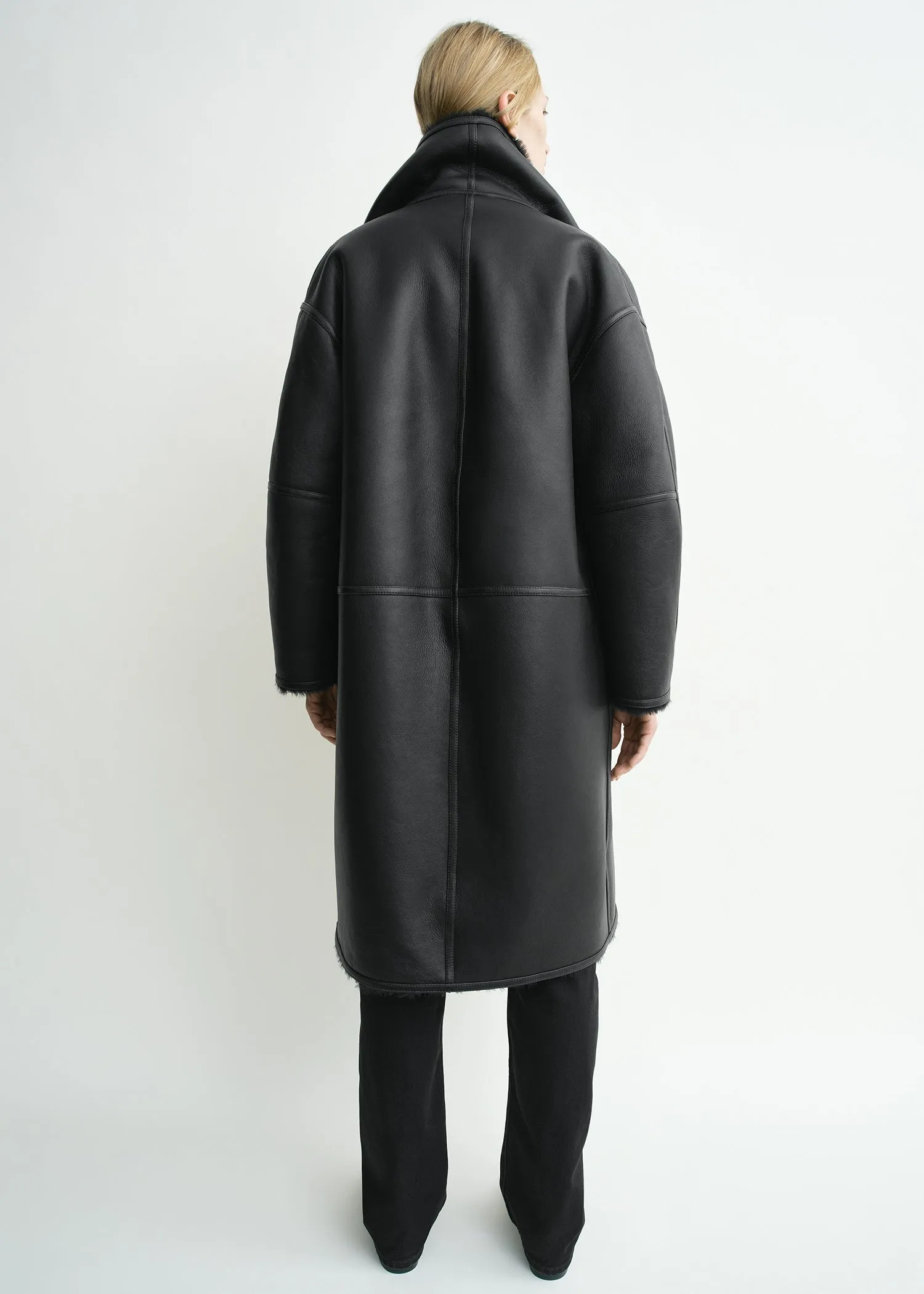 Shearling wrap coat black sold by Toteme product image thumbnail 3