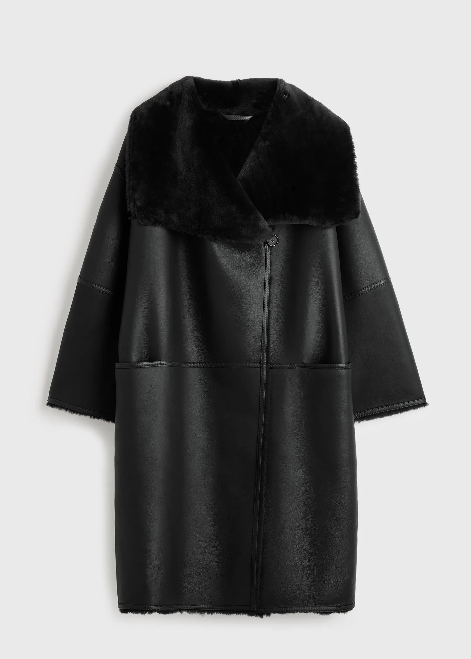 Shearling wrap coat black sold by Toteme product image thumbnail 5