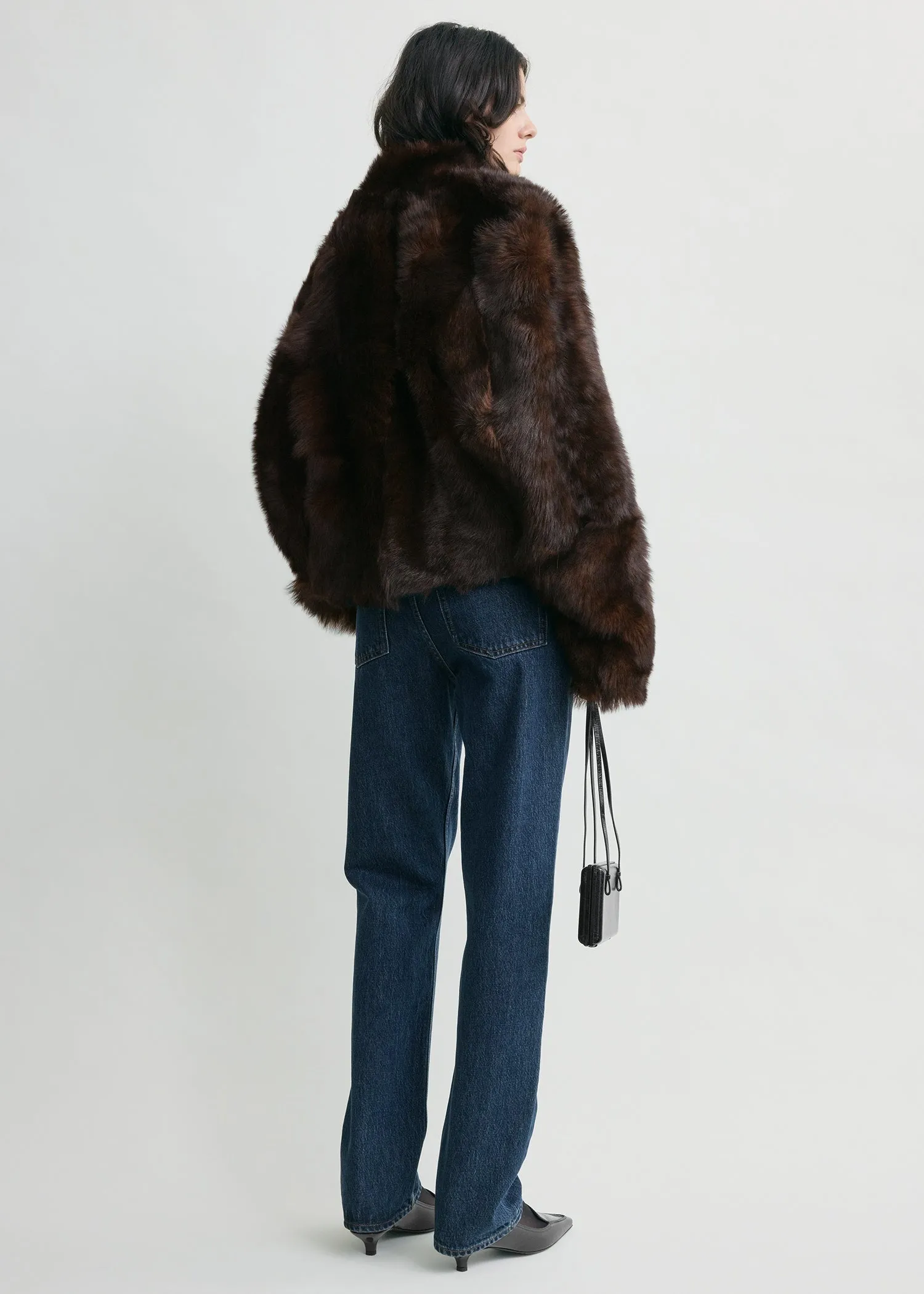 Silky shearling jacket dark brown sold by Toteme product image thumbnail 3