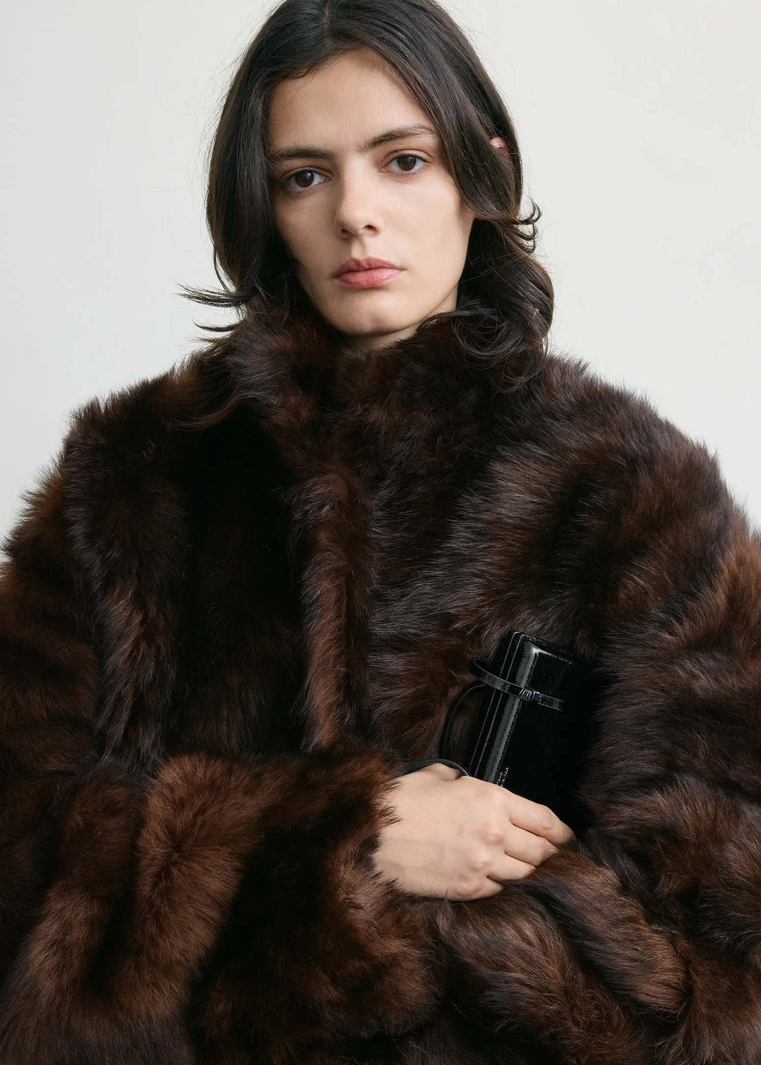 Silky shearling jacket dark brown sold by Toteme product image thumbnail 4